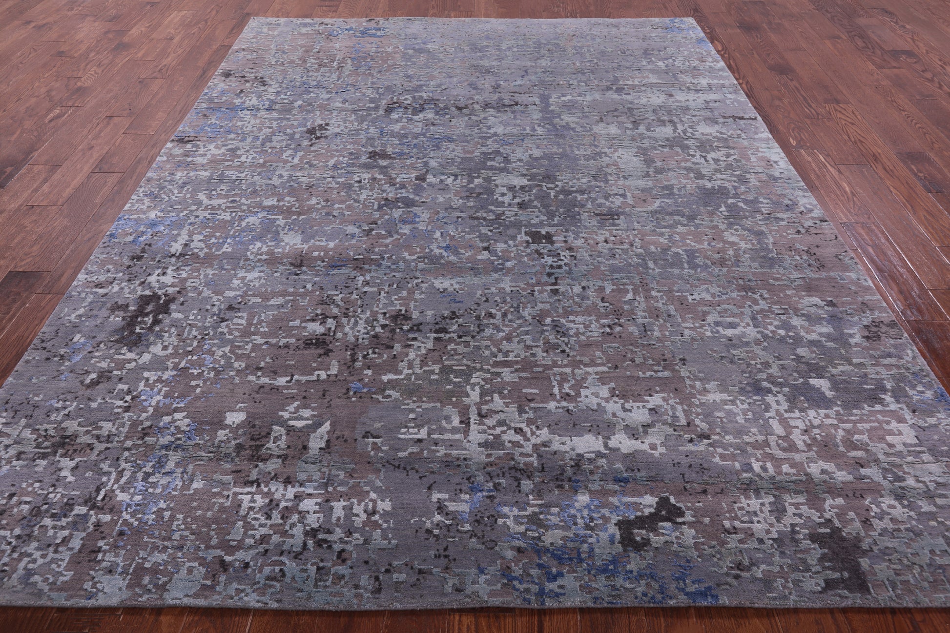 Abstract Contemporary Hand Knotted Wool & Silk Rug - 7' 11" X 10' 3" - Golden Nile