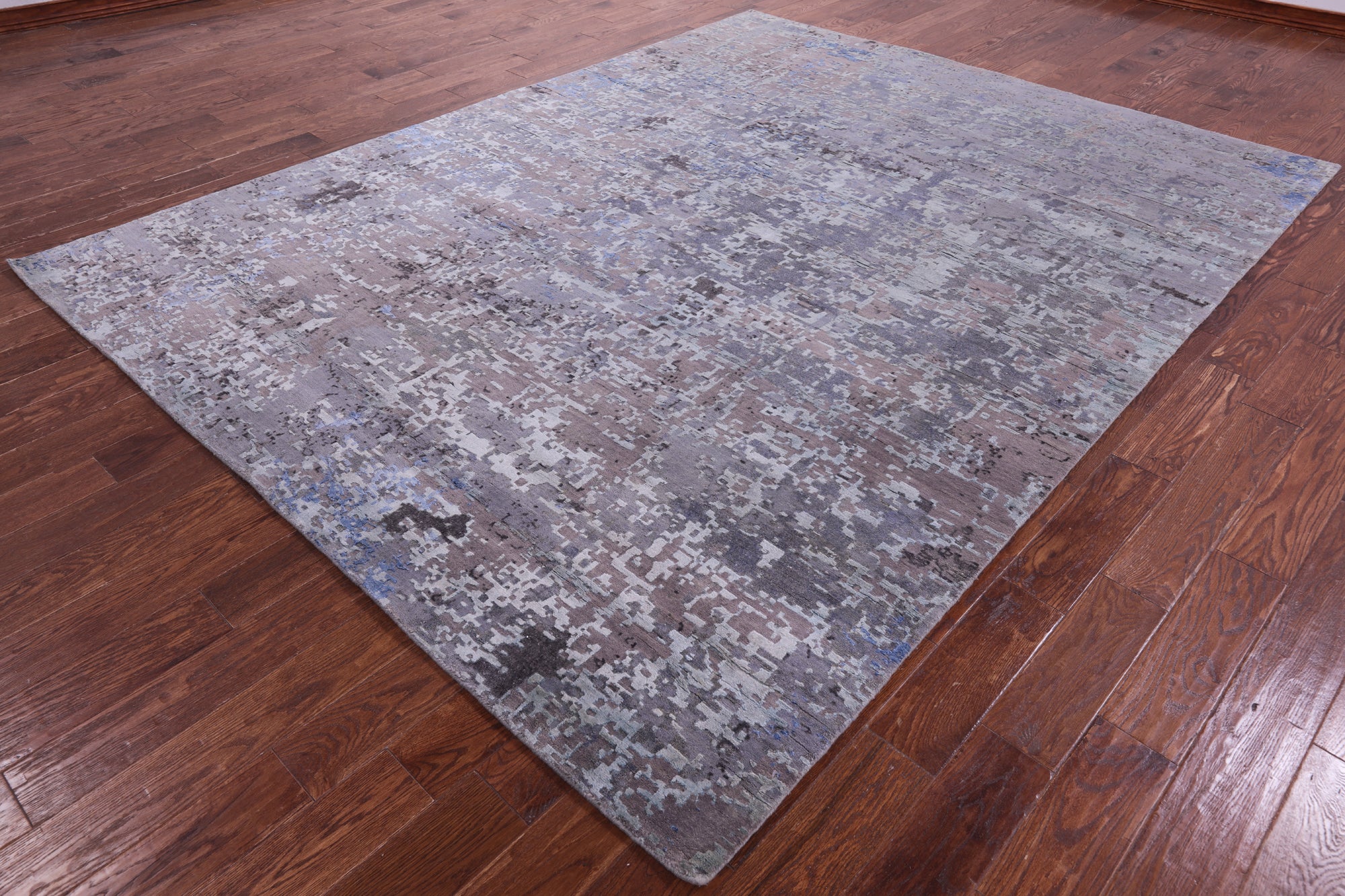 Abstract Contemporary Hand Knotted Wool & Silk Rug - 7' 11" X 10' 3" - Golden Nile