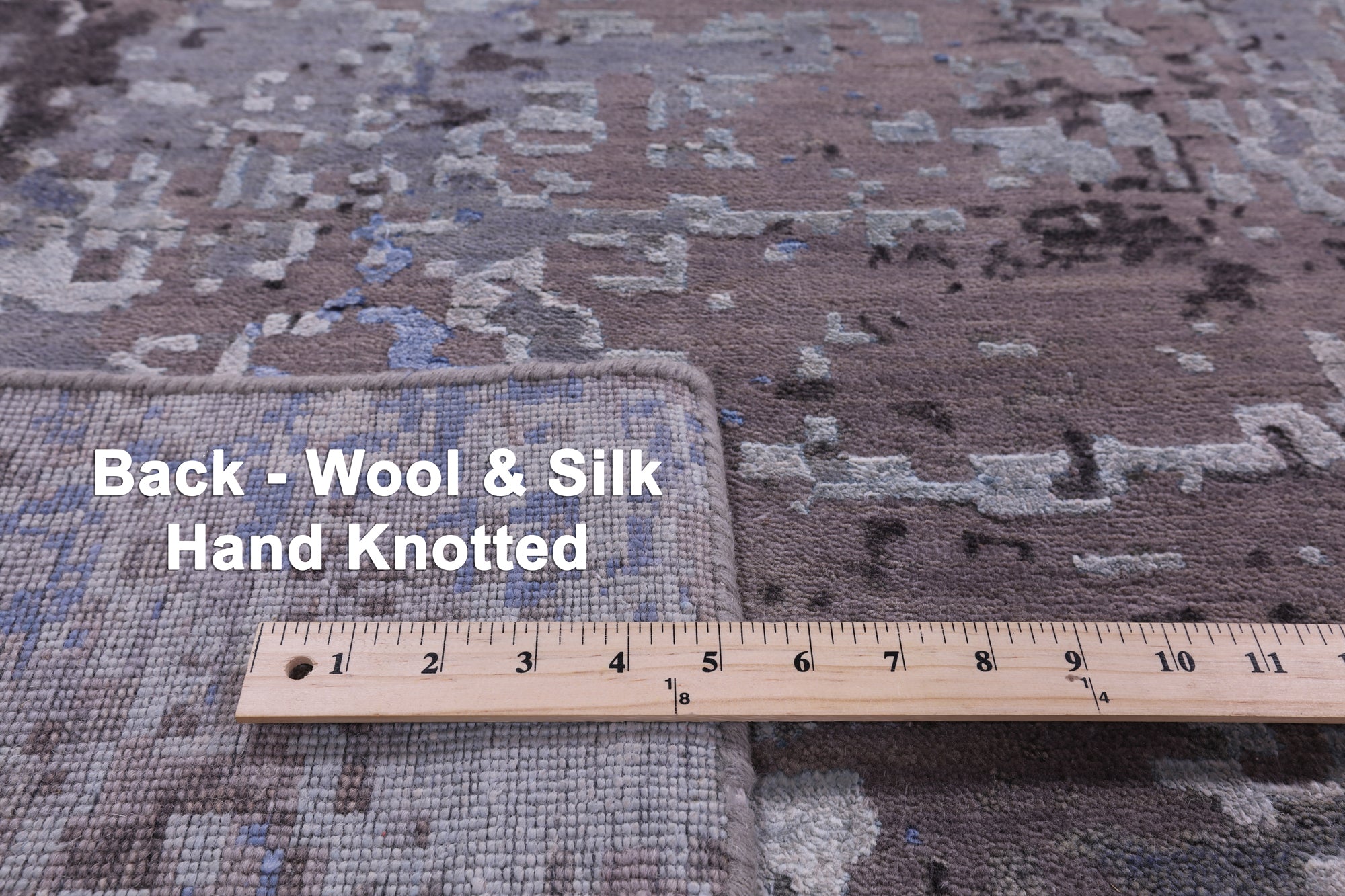 Abstract Contemporary Hand Knotted Wool & Silk Rug - 7' 11" X 10' 3" - Golden Nile