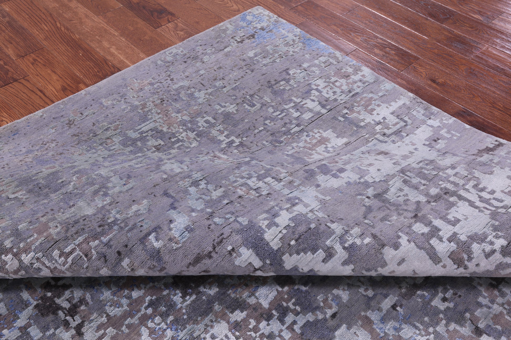 Abstract Contemporary Hand Knotted Wool & Silk Rug - 7' 11" X 10' 3" - Golden Nile