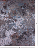 Abstract Contemporary Hand Knotted Wool & Silk Rug - 8' 0" X 10' 2" - Golden Nile