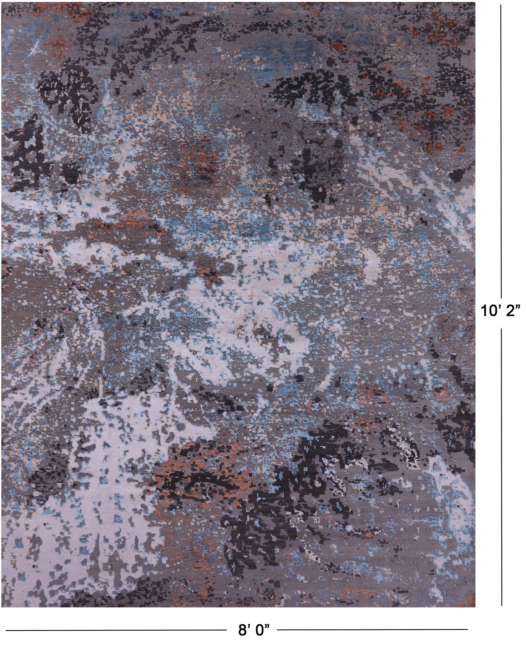 Abstract Contemporary Hand Knotted Wool & Silk Rug - 8' 0" X 10' 2" - Golden Nile
