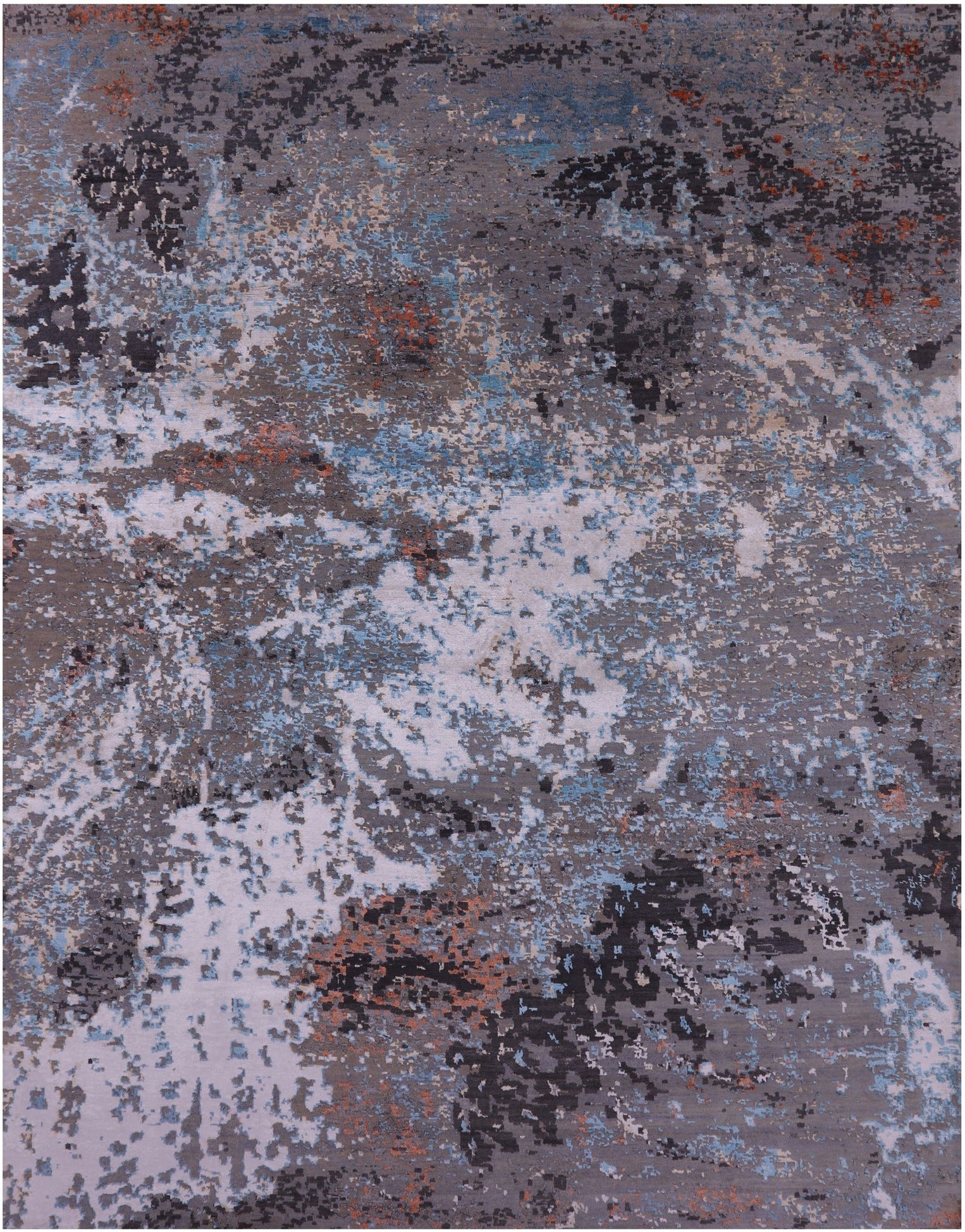 Abstract Contemporary Hand Knotted Wool & Silk Rug - 8' 0" X 10' 2" - Golden Nile