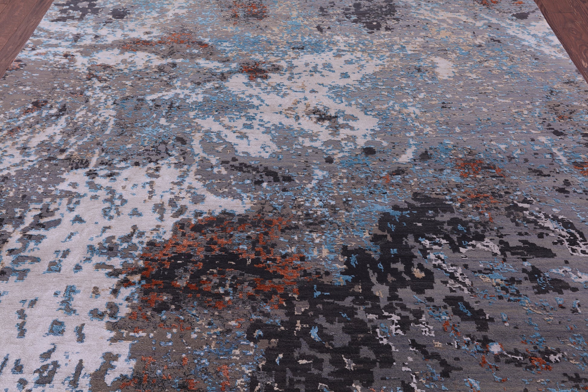 Abstract Contemporary Hand Knotted Wool & Silk Rug - 8' 0" X 10' 2" - Golden Nile