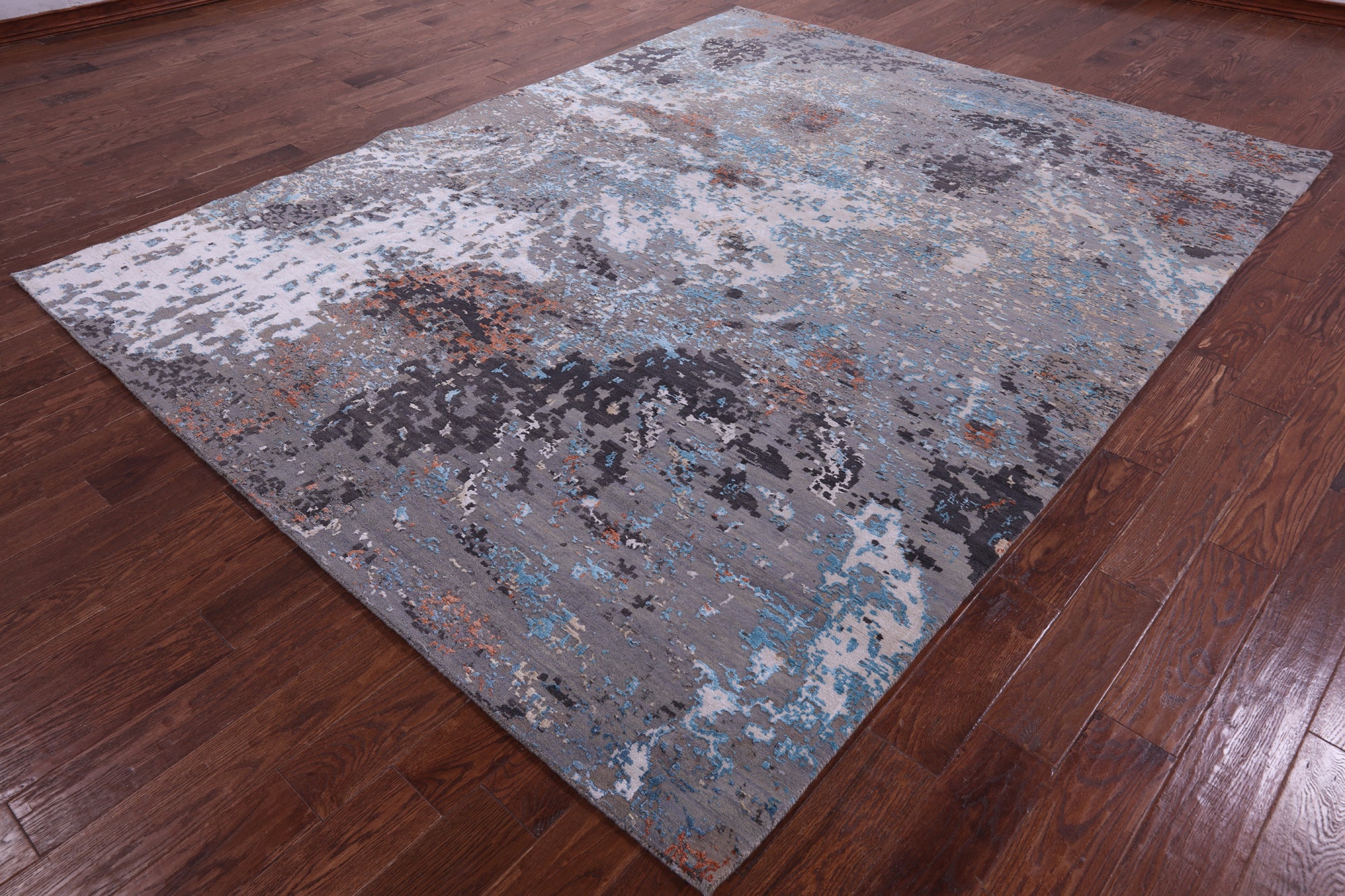 Abstract Contemporary Hand Knotted Wool & Silk Rug - 8' 0" X 10' 2" - Golden Nile