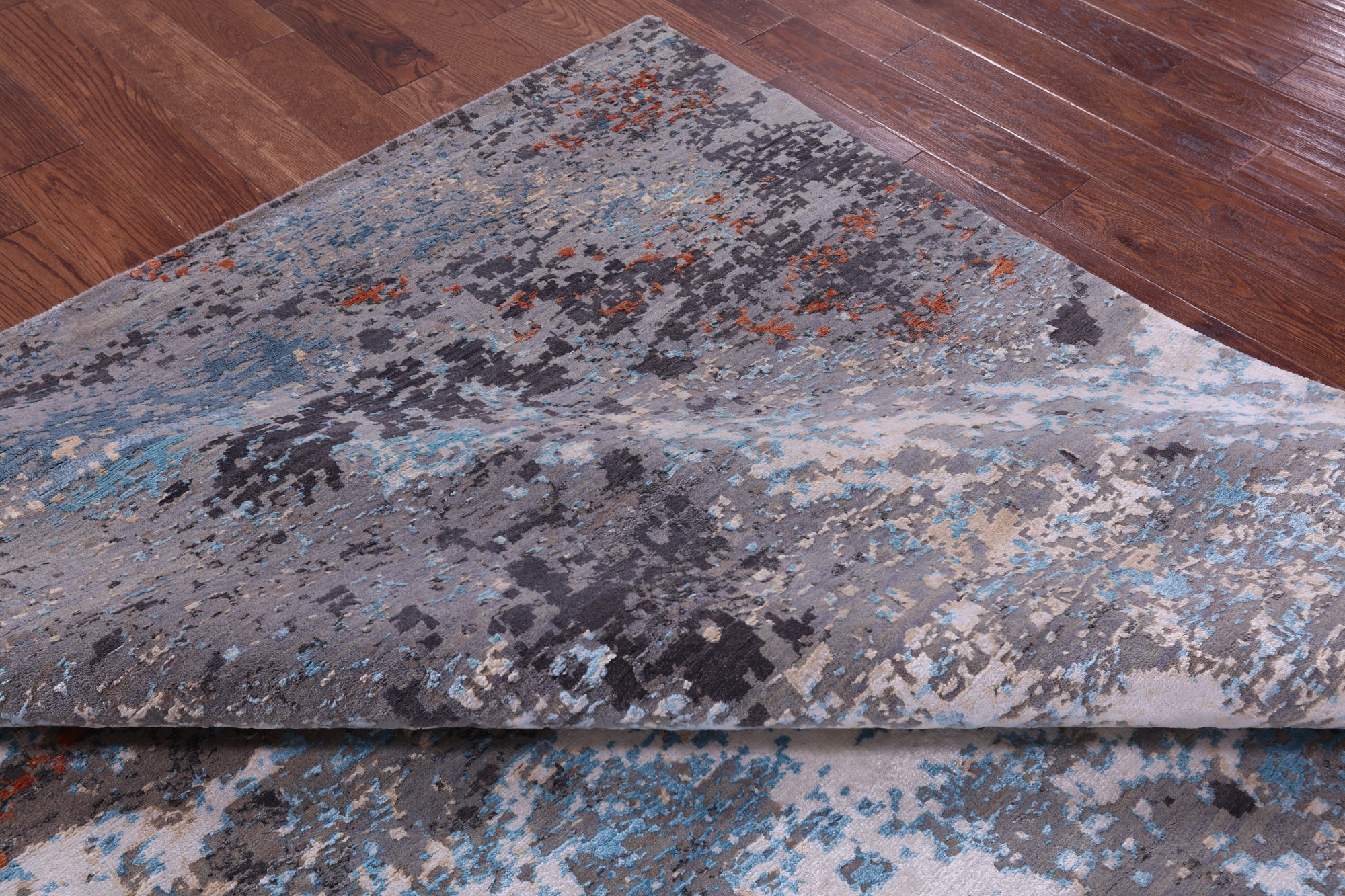Abstract Contemporary Hand Knotted Wool & Silk Rug - 8' 0" X 10' 2" - Golden Nile