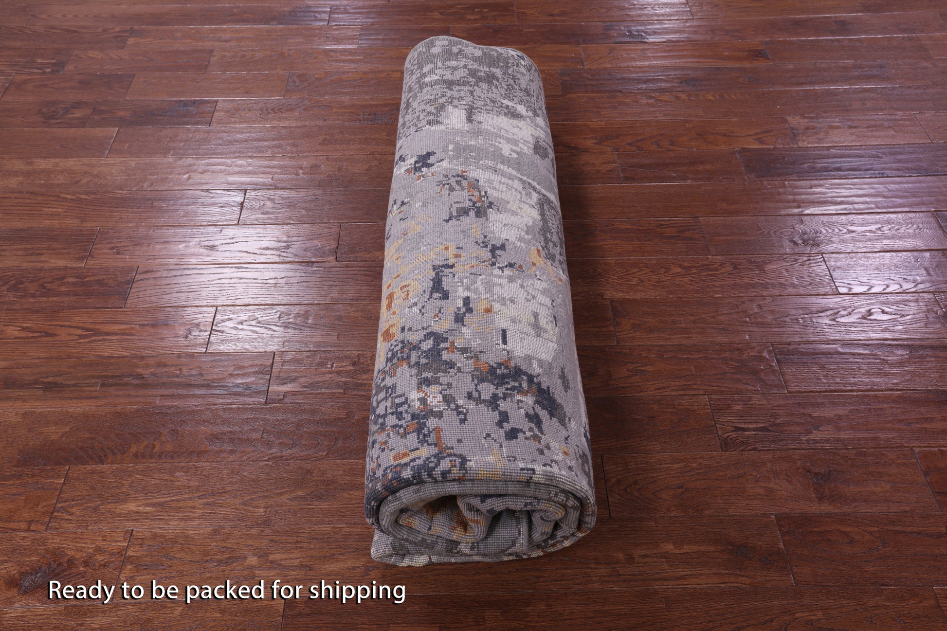 Abstract Contemporary Hand Knotted Wool & Silk Rug - 7' 11" X 10' 0" - Golden Nile