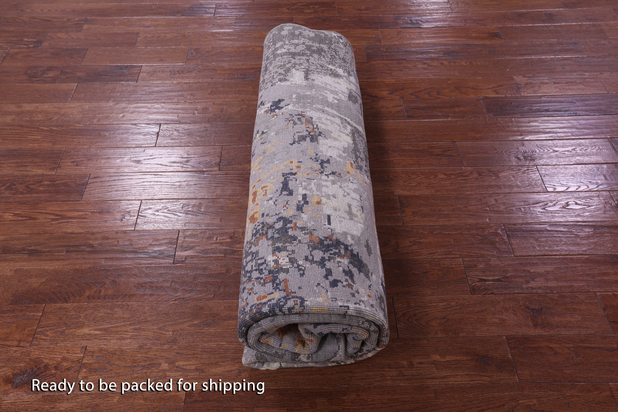 Abstract Contemporary Hand Knotted Wool & Silk Rug - 7' 11" X 10' 0" - Golden Nile