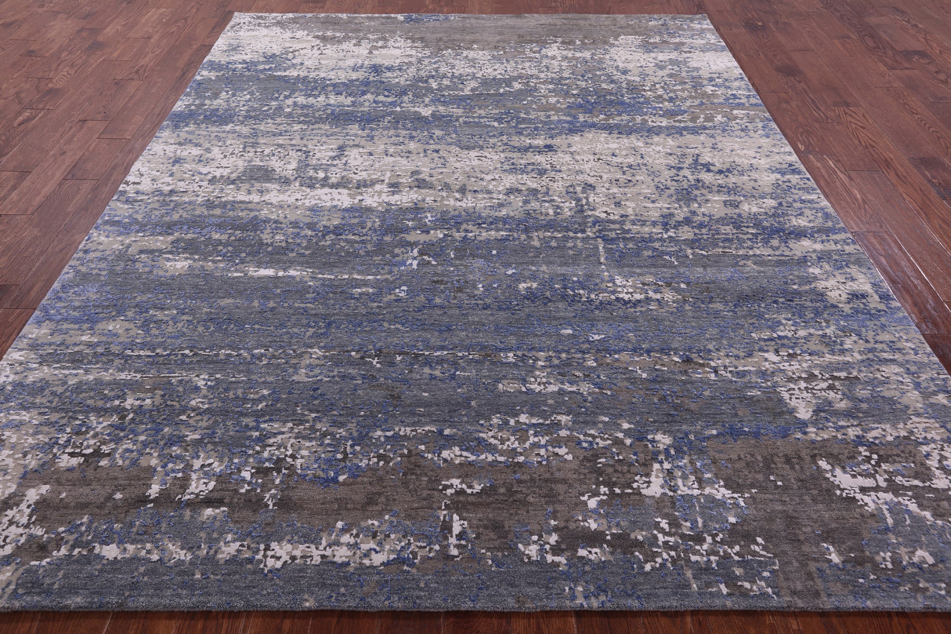 Abstract Contemporary Hand Knotted Wool & Silk Rug - 7' 11" X 10' 0" - Golden Nile