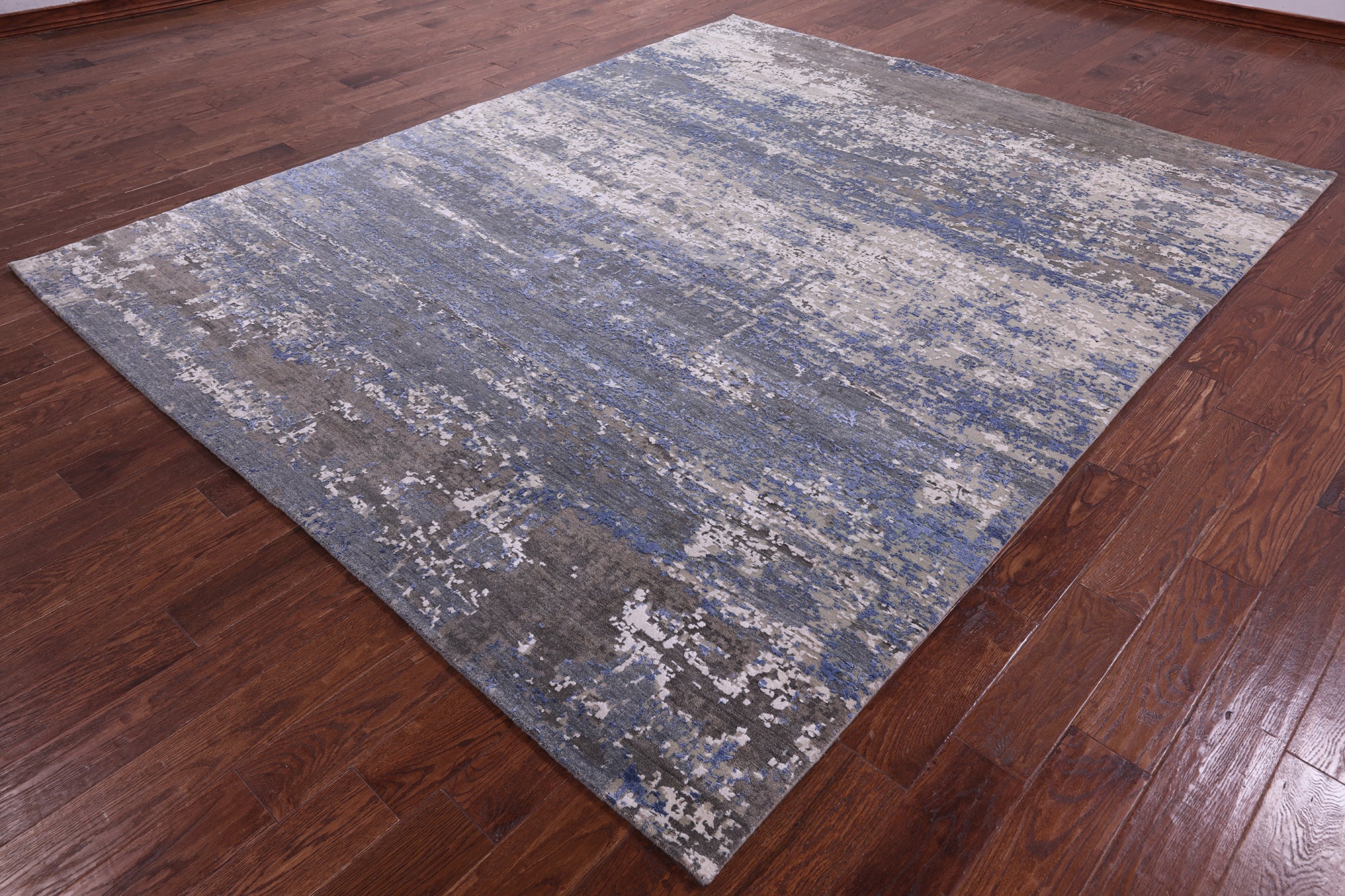 Abstract Contemporary Hand Knotted Wool & Silk Rug - 7' 11" X 10' 0" - Golden Nile