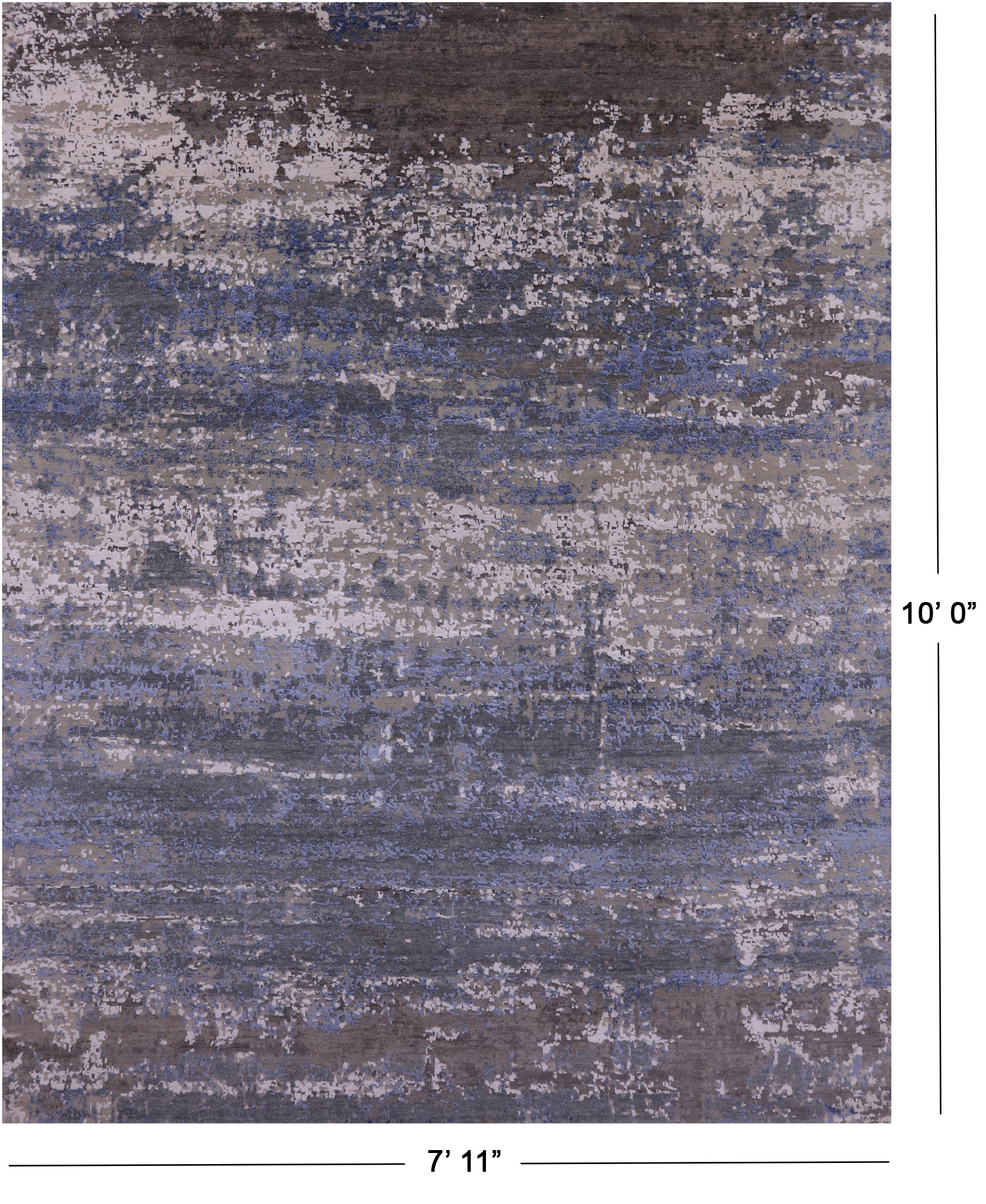 Abstract Contemporary Hand Knotted Wool & Silk Rug - 7' 11" X 10' 0" - Golden Nile