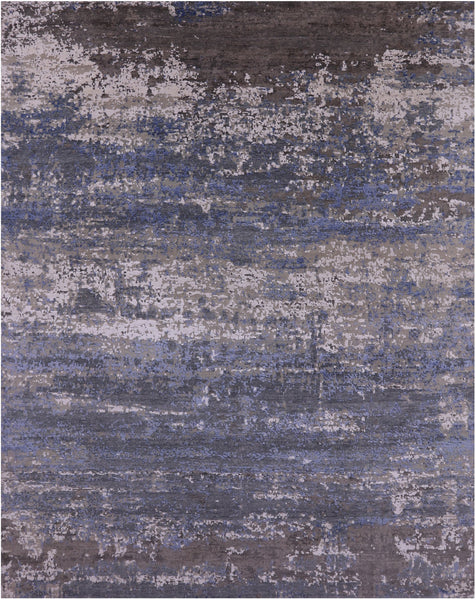 Abstract Contemporary Hand Knotted Wool & Silk Rug - 7' 11" X 10' 0" - Golden Nile