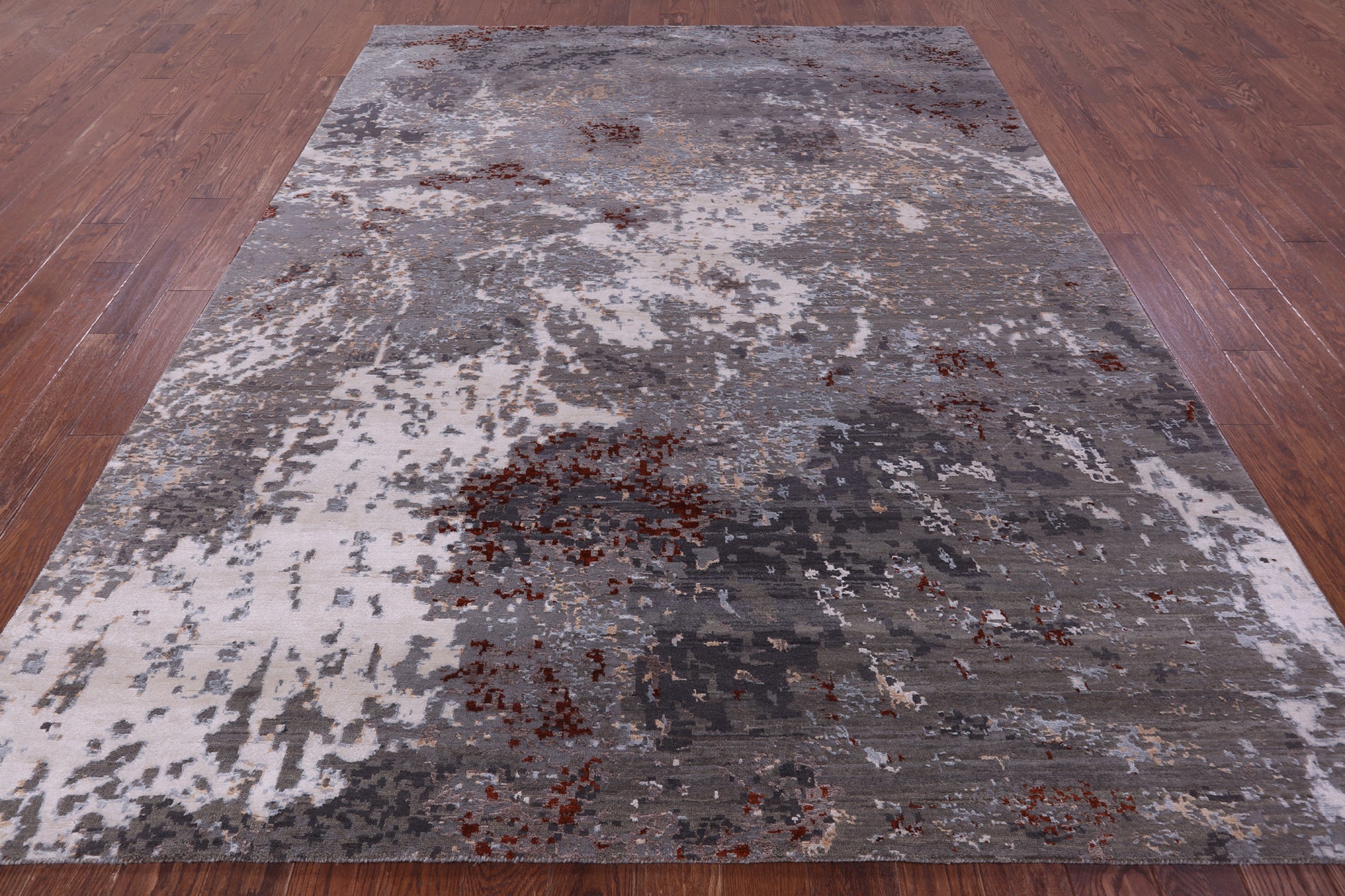 Abstract Contemporary Hand Knotted Wool Rug - 7' 10" X 10' 1" - Golden Nile