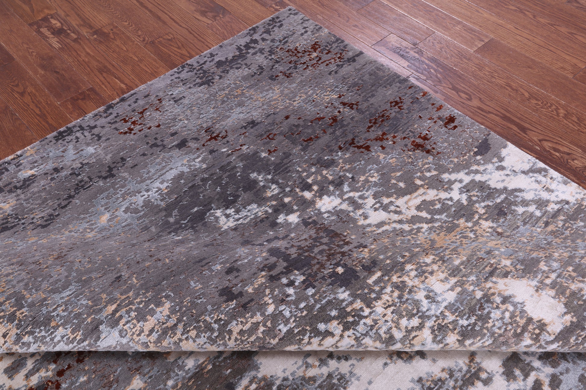 Abstract Contemporary Hand Knotted Wool Rug - 7' 10" X 10' 1" - Golden Nile