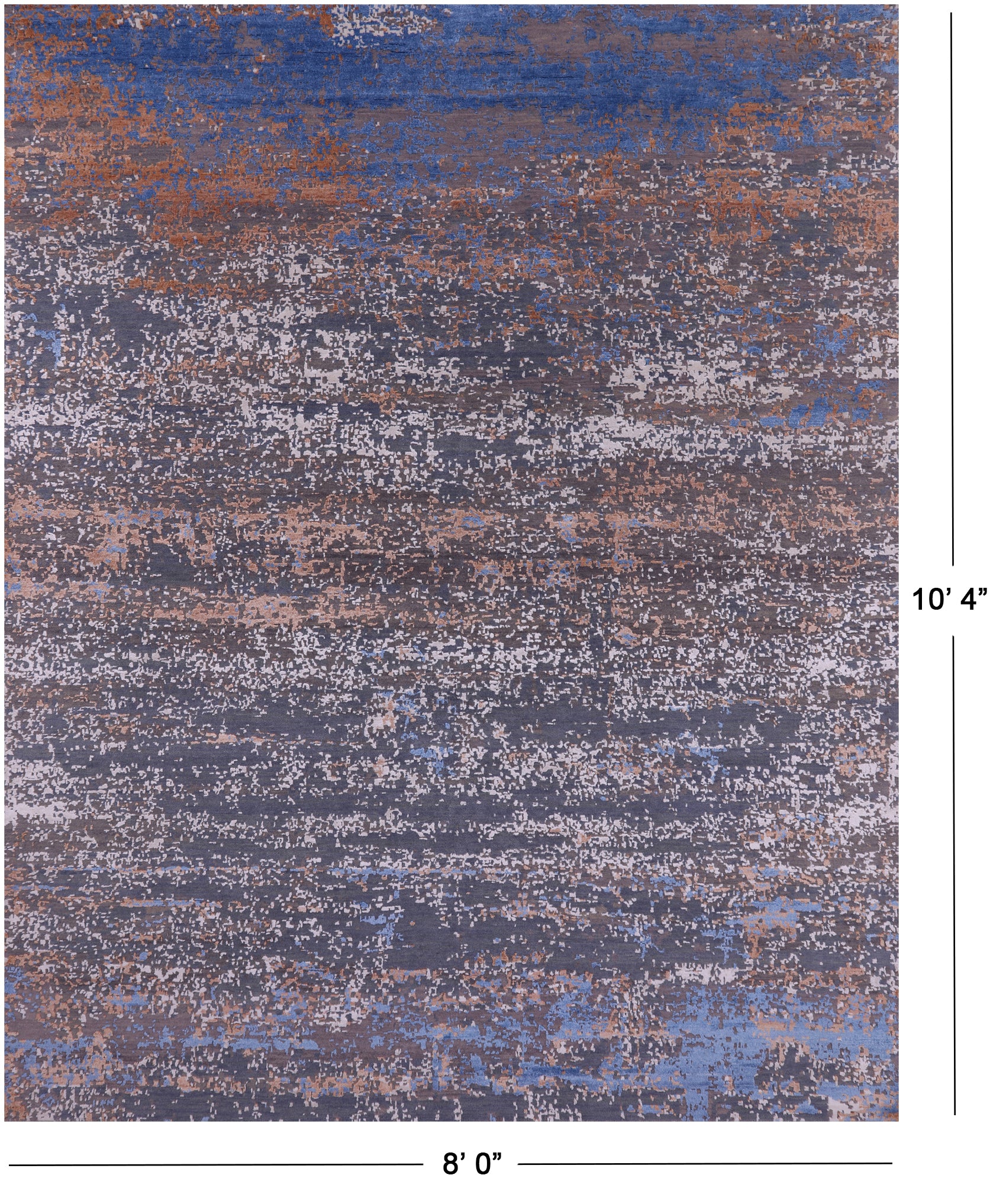 Abstract Contemporary Hand Knotted Wool & Silk Rug - 8' 0" X 10' 4" - Golden Nile