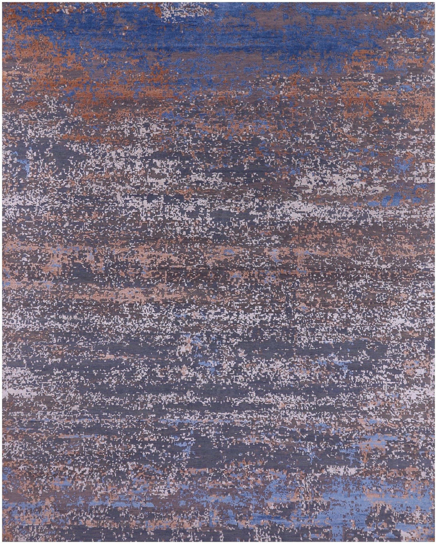 Abstract Contemporary Hand Knotted Wool & Silk Rug - 8' 0" X 10' 4" - Golden Nile