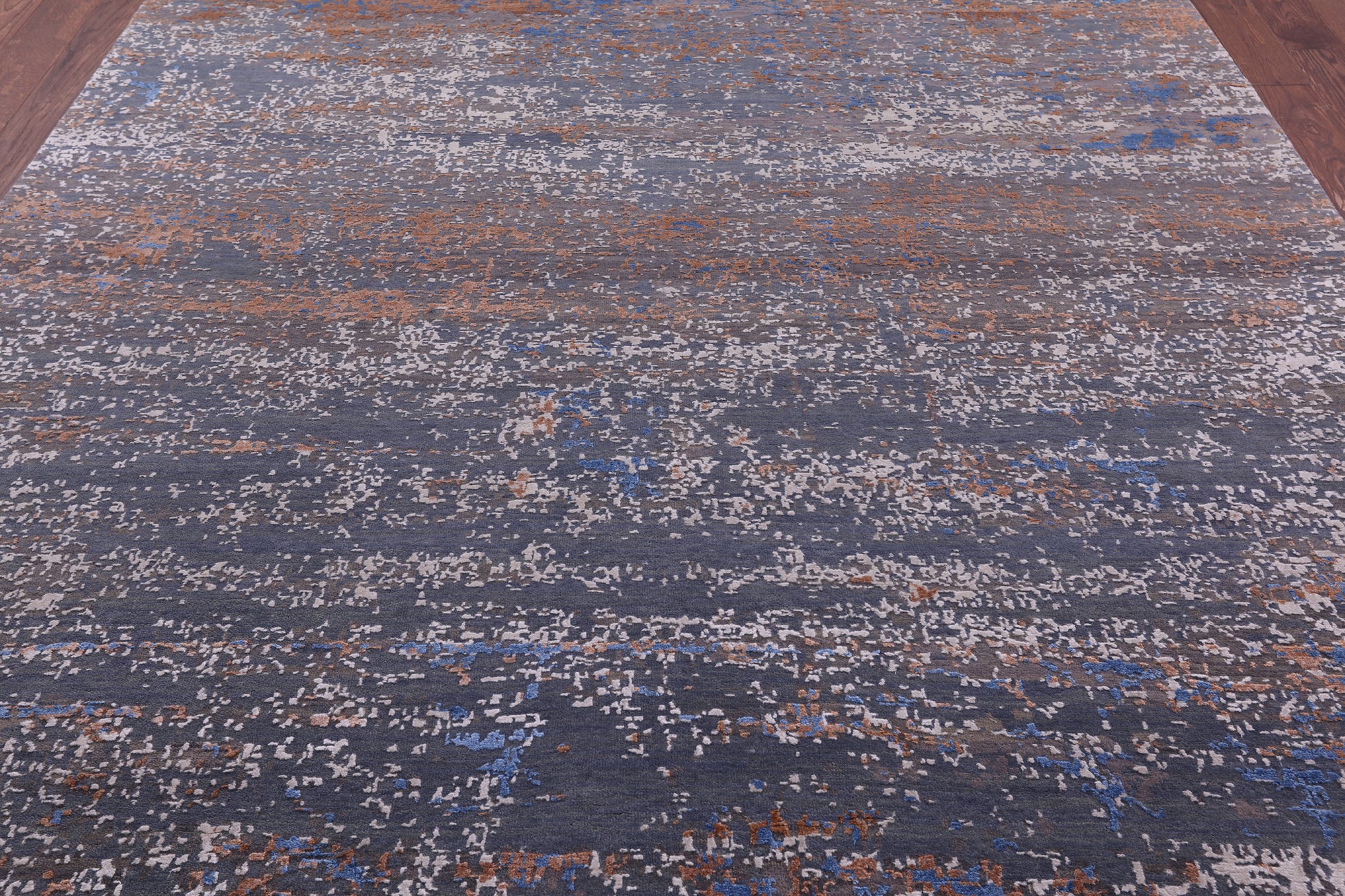 Abstract Contemporary Hand Knotted Wool & Silk Rug - 8' 0" X 10' 4" - Golden Nile