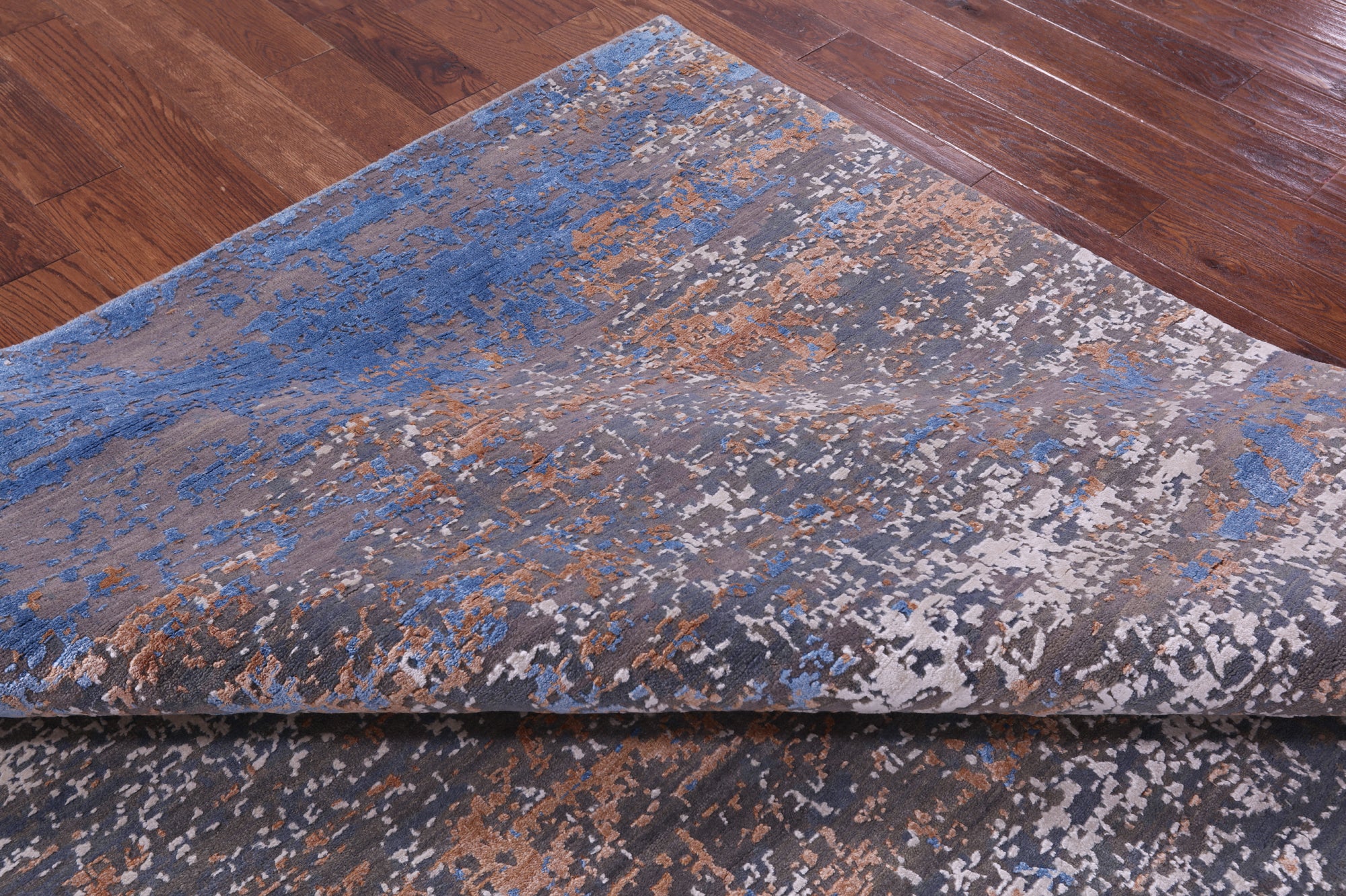 Abstract Contemporary Hand Knotted Wool & Silk Rug - 8' 0" X 10' 4" - Golden Nile