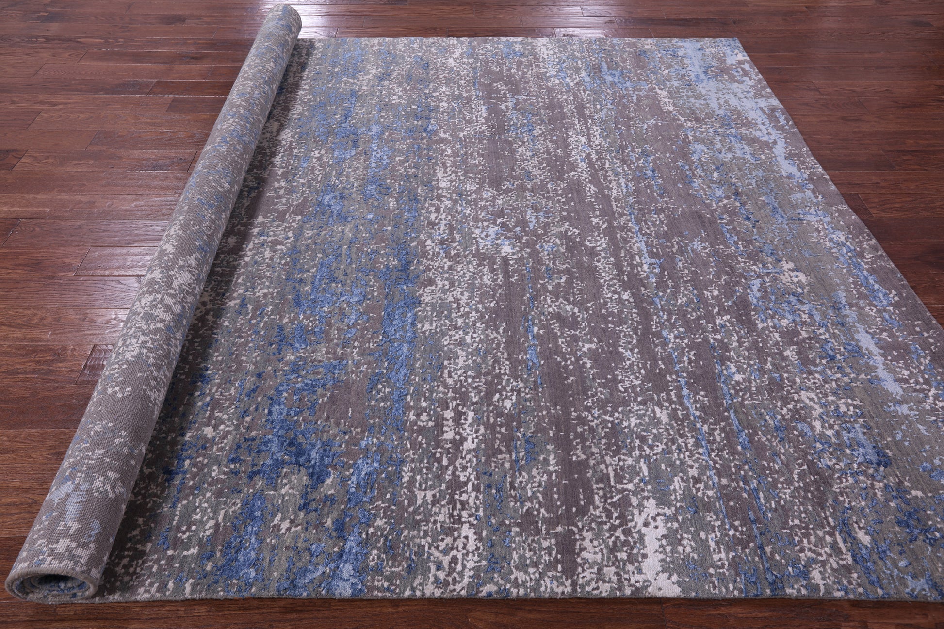 Abstract Contemporary Hand Knotted Wool & Silk Rug - 8' 0" X 10' 1" - Golden Nile
