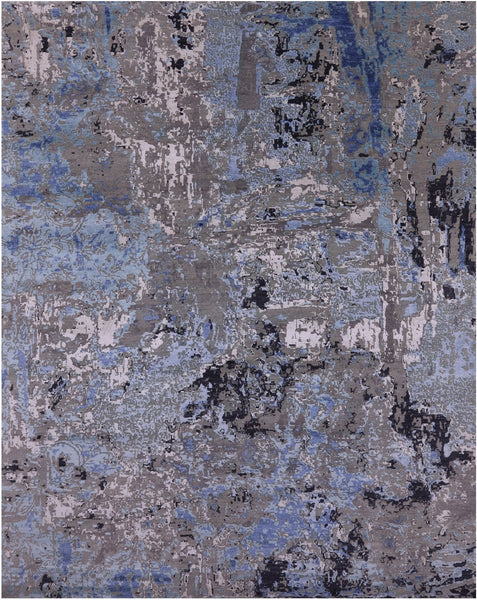 Abstract Modern Hand Knotted Wool Rug - 7' 11" X 10' 1" - Golden Nile