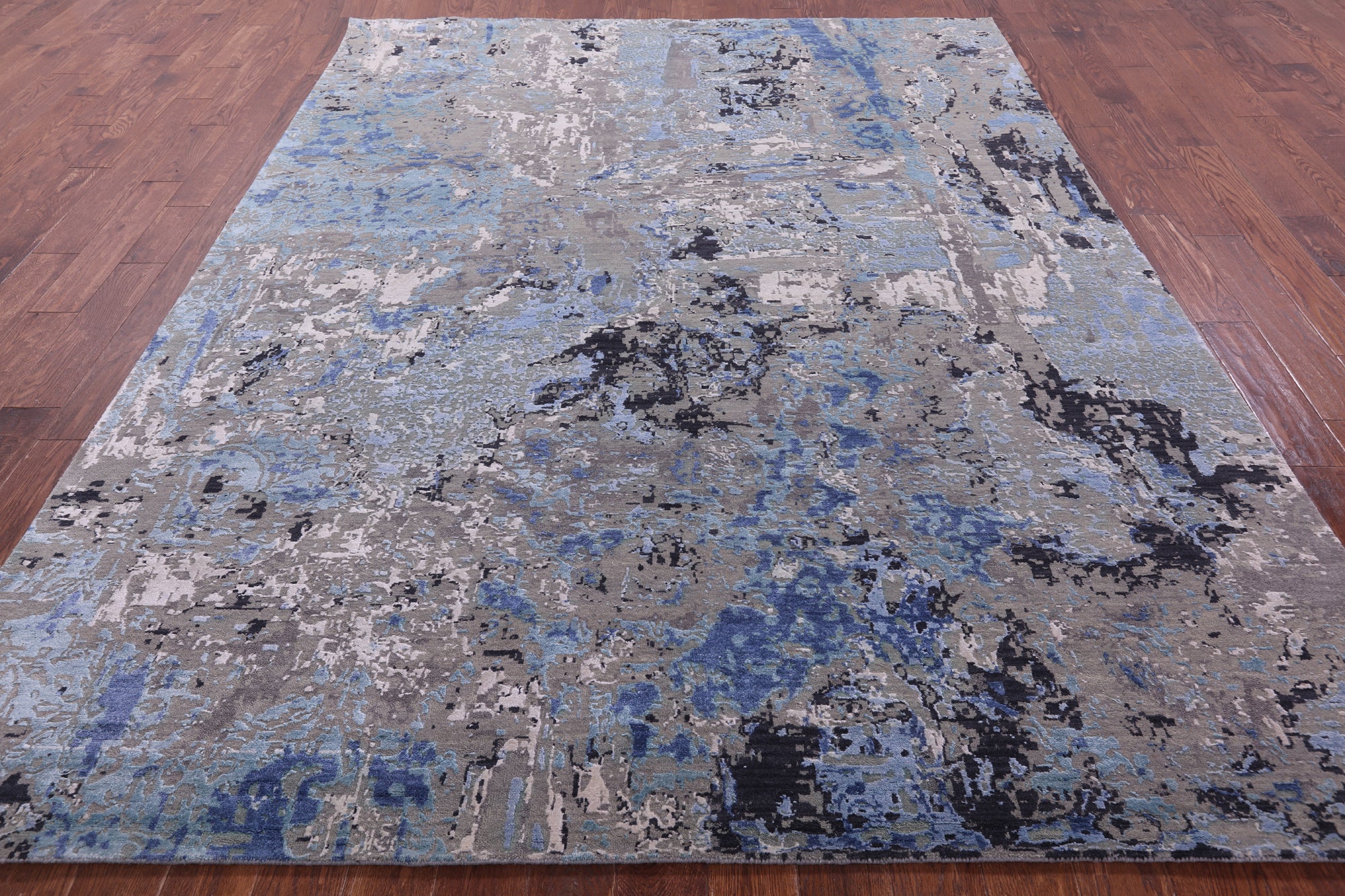 Abstract Modern Hand Knotted Wool Rug - 7' 11" X 10' 1" - Golden Nile
