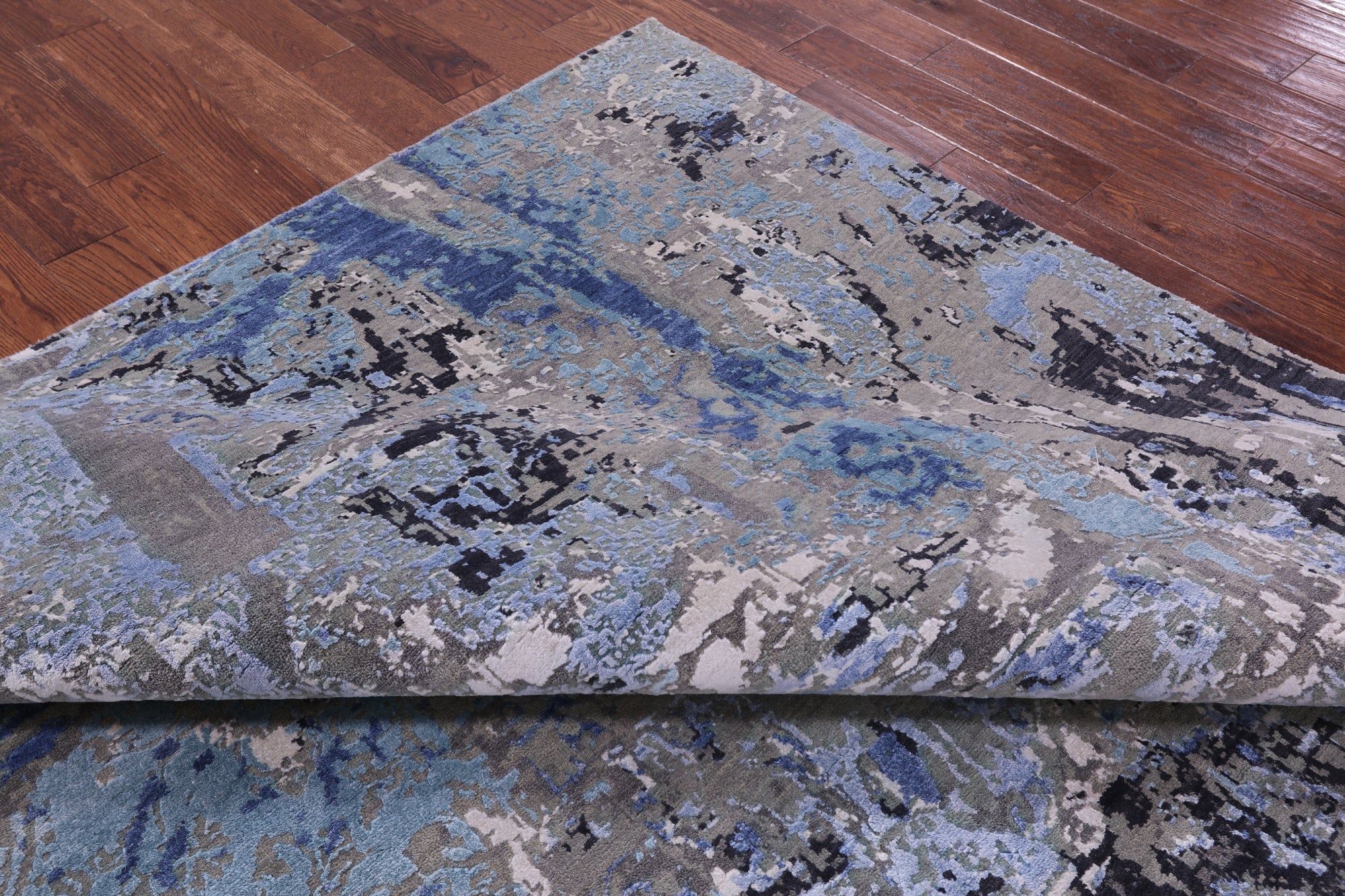 Abstract Modern Hand Knotted Wool Rug - 7' 11" X 10' 1" - Golden Nile