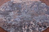 Round Abstract Contemporary Hand Knotted Wool & Silk Rug - 7' 11" X 7' 11" - Golden Nile