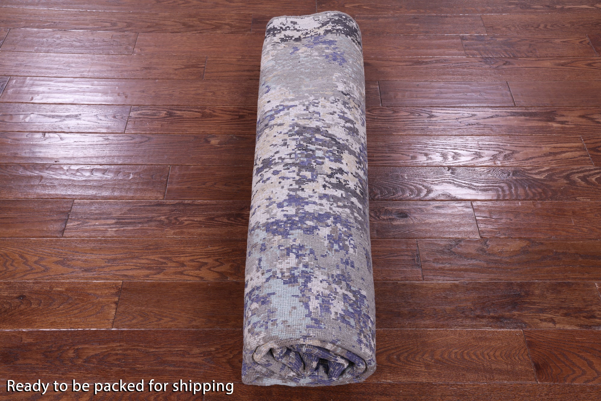 Round Abstract Contemporary Hand Knotted Wool & Silk Rug - 7' 10" X 7' 11" - Golden Nile