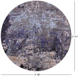 Round Abstract Contemporary Hand Knotted Wool & Silk Rug - 7' 10" X 7' 11" - Golden Nile