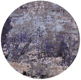 Round Abstract Contemporary Hand Knotted Wool & Silk Rug - 7' 10" X 7' 11" - Golden Nile