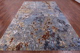 Abstract Contemporary Handmade Wool & Silk Rug - 8' 11" X 12' 2" - Golden Nile