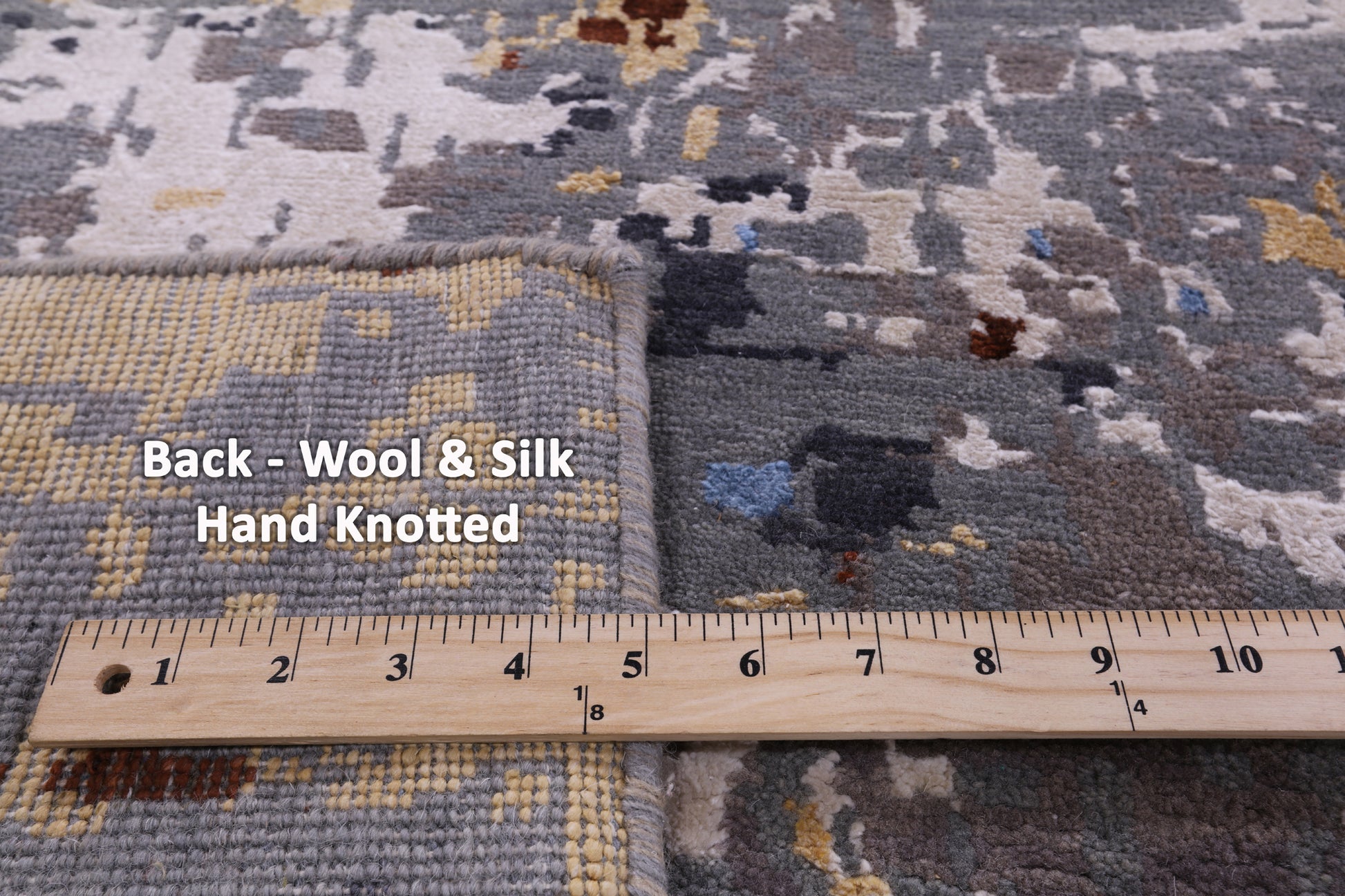 Abstract Contemporary Handmade Wool & Silk Rug - 8' 11" X 12' 2" - Golden Nile