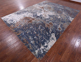 Abstract Contemporary Hand Knotted Wool & Silk Rug - 9' 0" X 12' 0" - Golden Nile