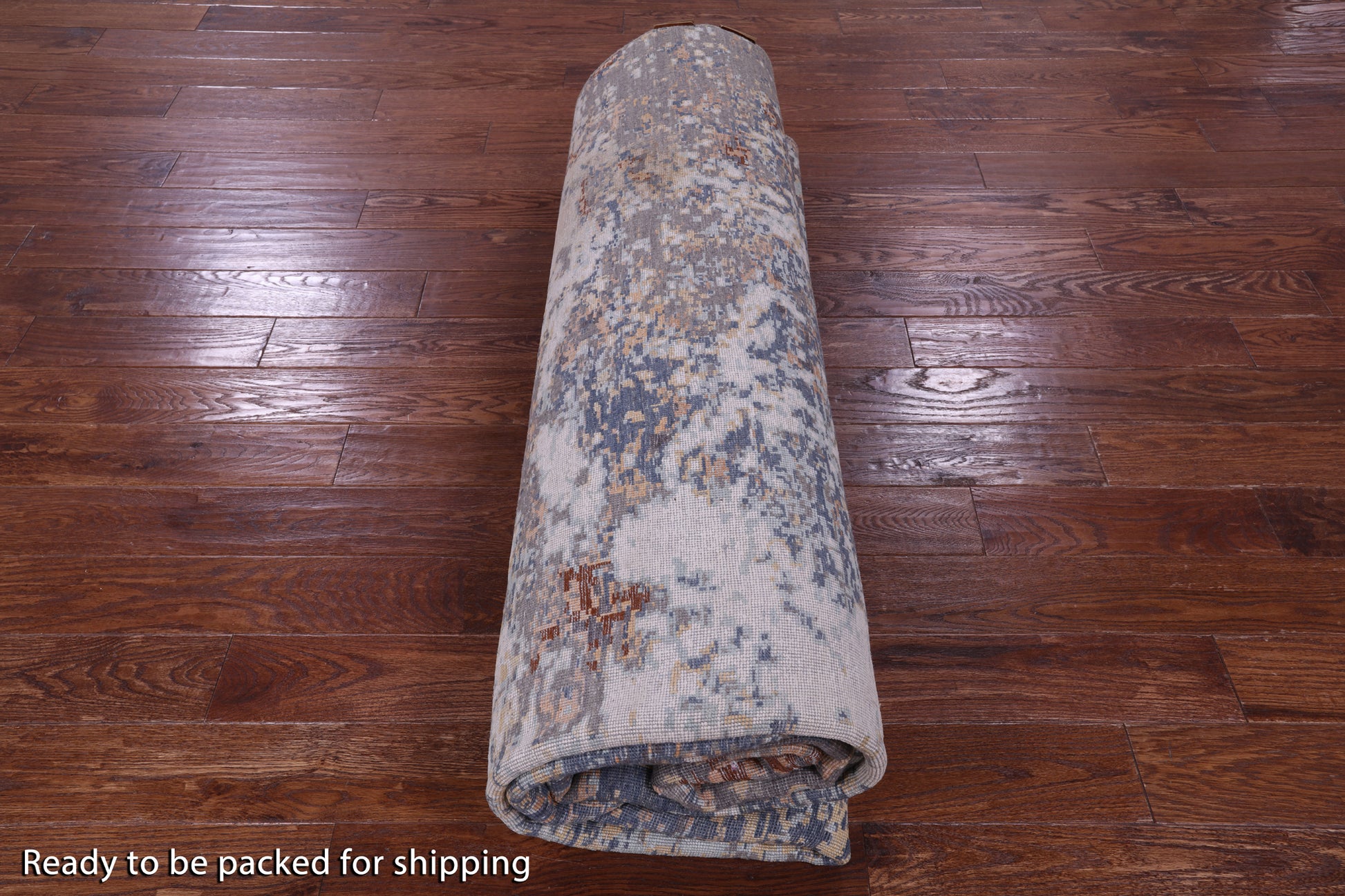 Abstract Contemporary Hand Knotted Wool & Silk Rug - 9' 0" X 12' 0" - Golden Nile