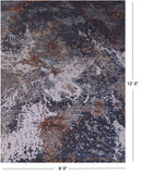 Abstract Contemporary Hand Knotted Wool & Silk Rug - 9' 0" X 12' 0" - Golden Nile