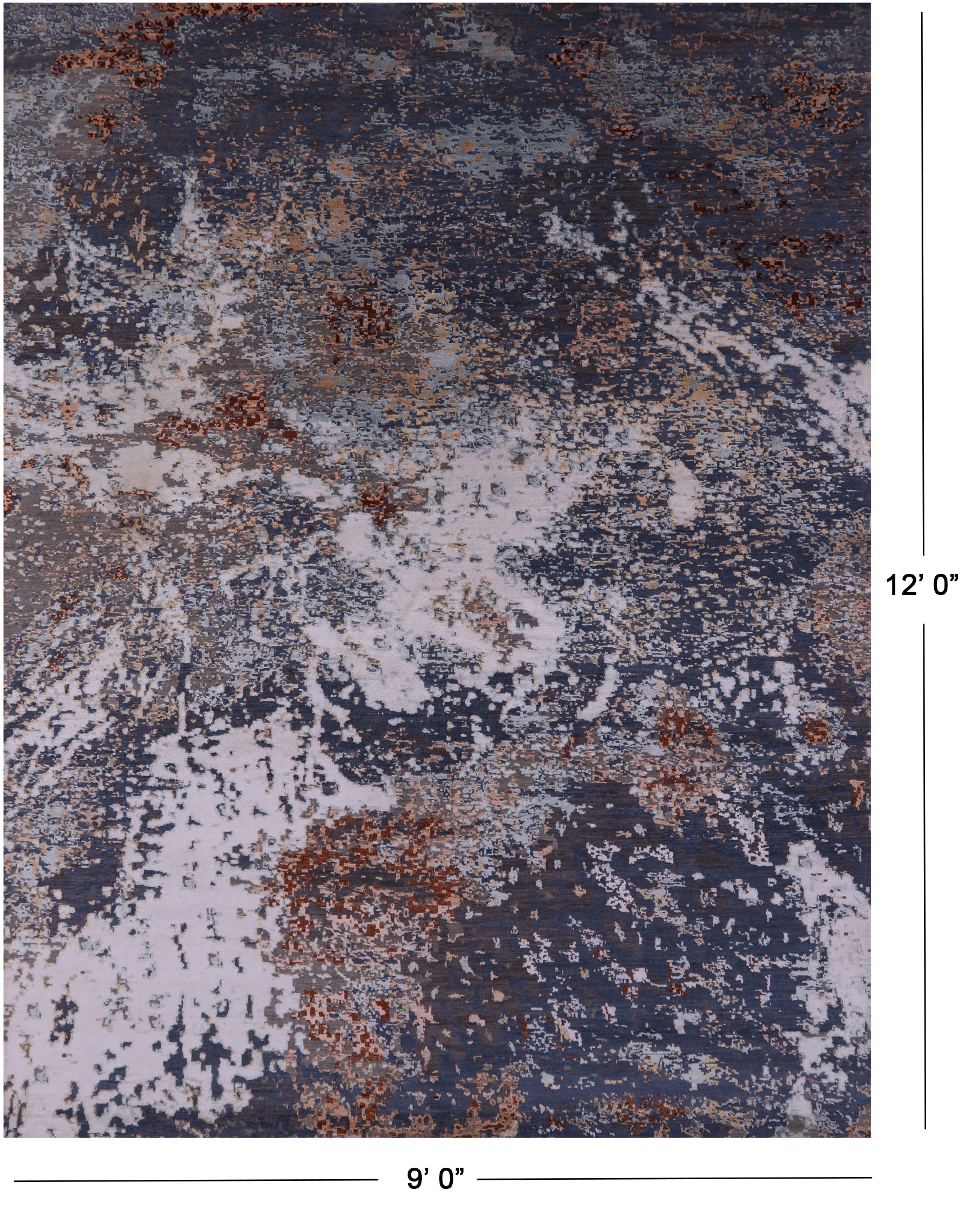 Abstract Contemporary Hand Knotted Wool & Silk Rug - 9' 0" X 12' 0" - Golden Nile