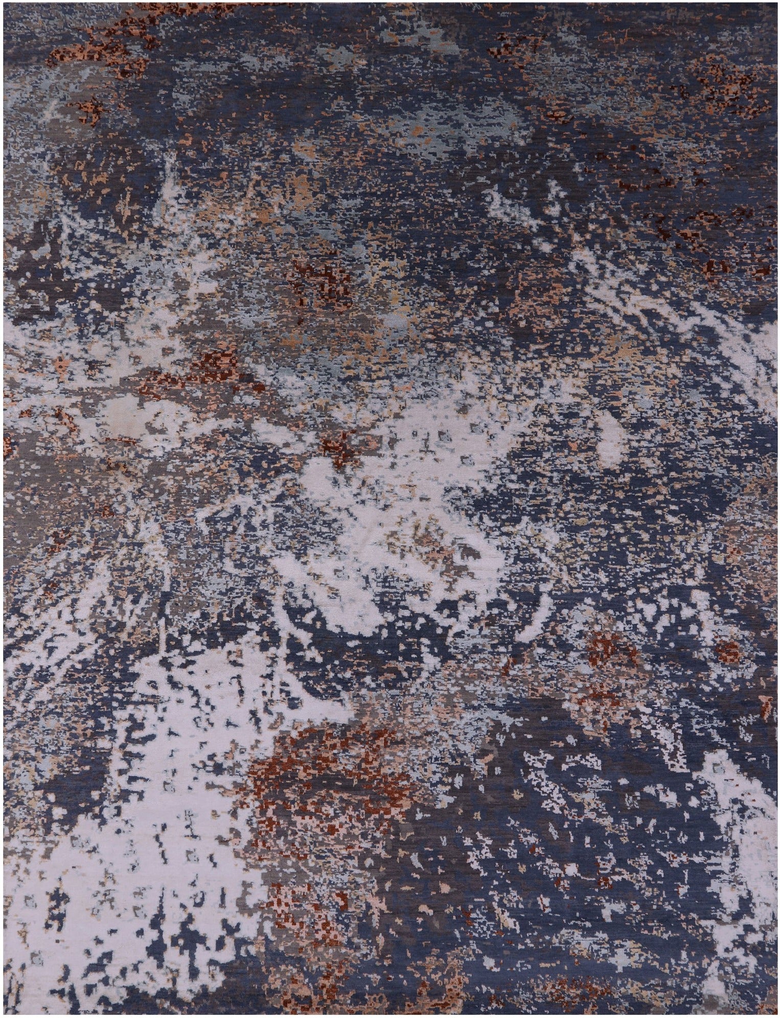 Abstract Contemporary Hand Knotted Wool & Silk Rug - 9' 0" X 12' 0" - Golden Nile