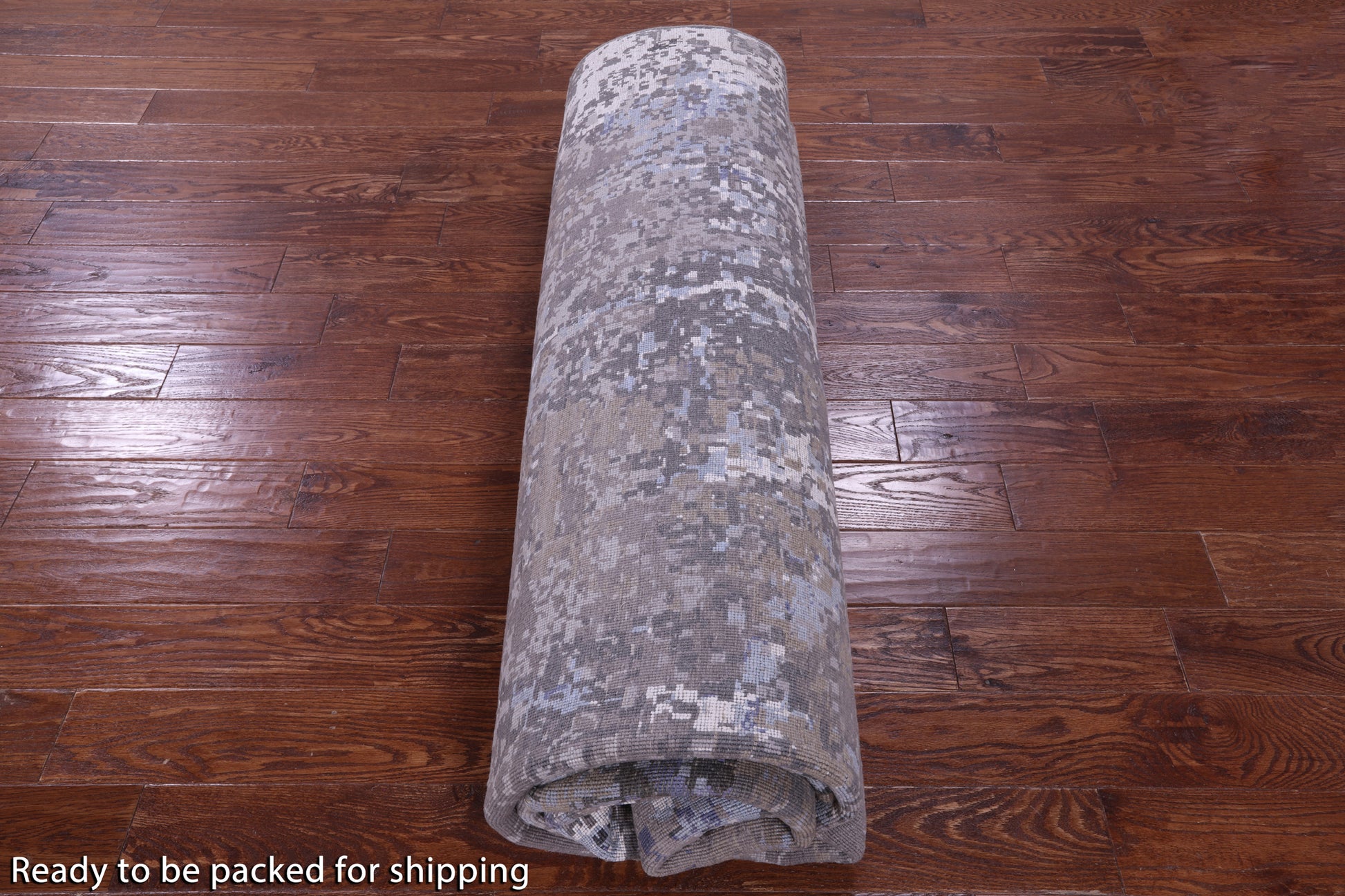 Abstract Contemporary Hand Knotted Wool & Silk Rug - 9' 2" X 11' 9" - Golden Nile