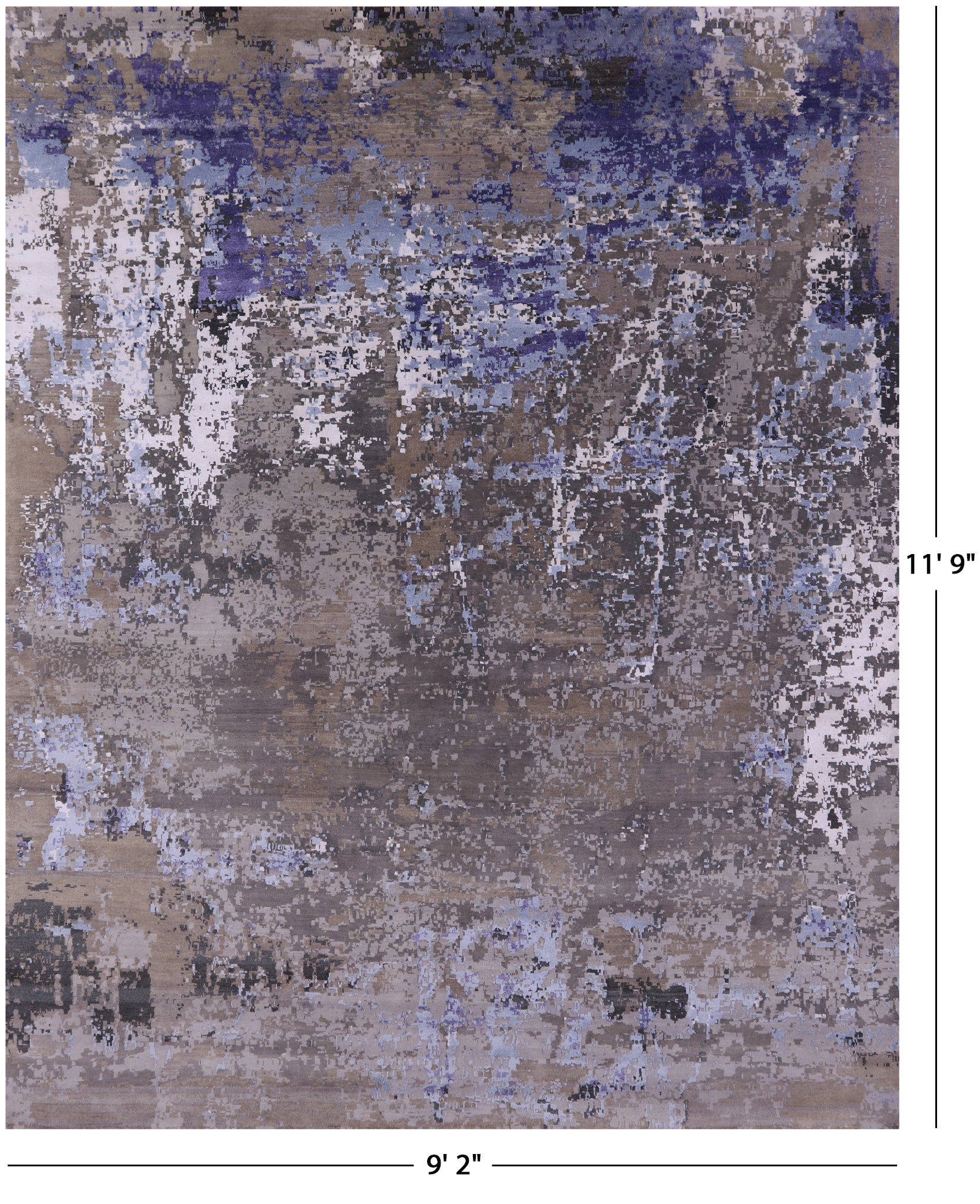 Abstract Contemporary Hand Knotted Wool & Silk Rug - 9' 2" X 11' 9" - Golden Nile