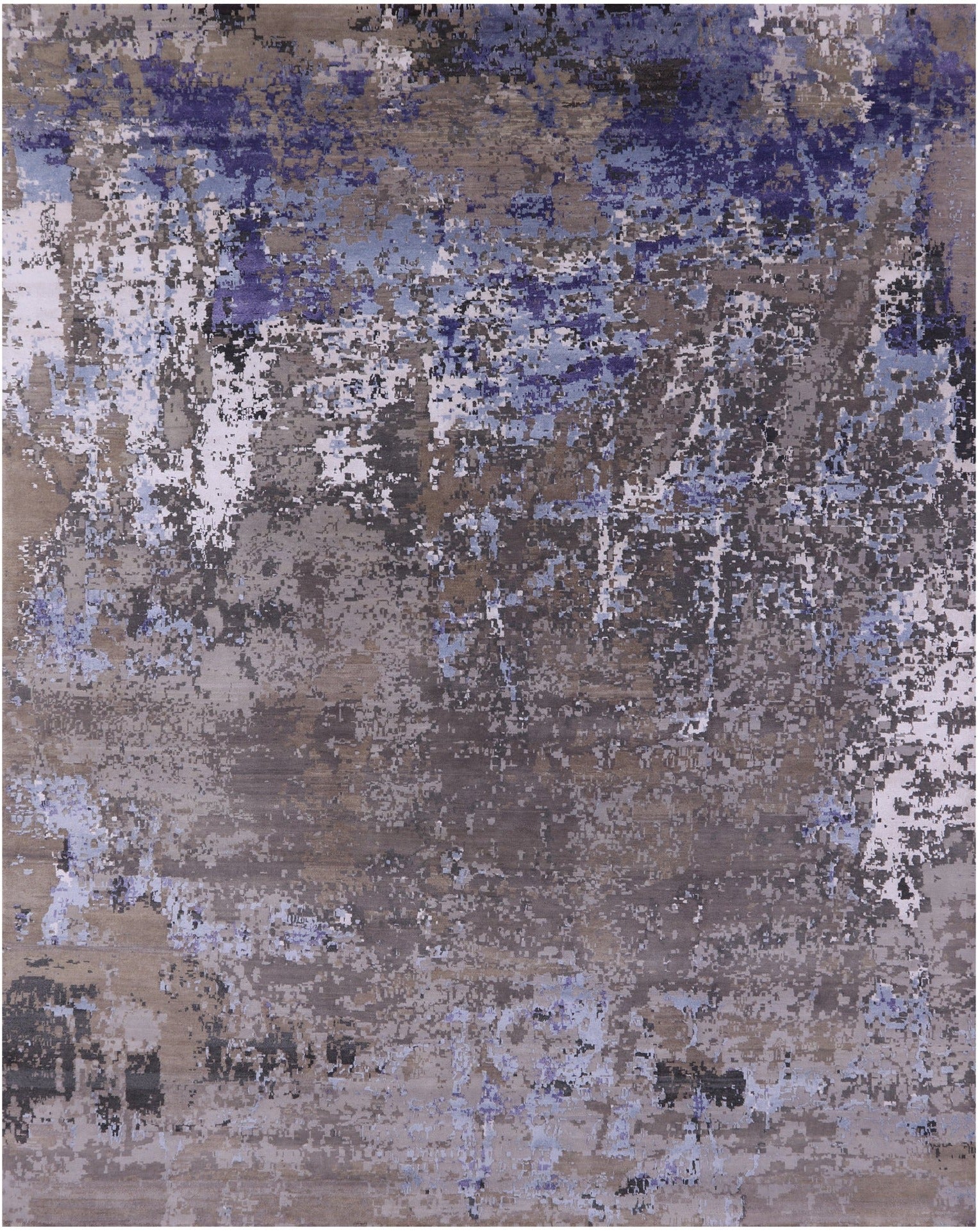 Abstract Contemporary Hand Knotted Wool & Silk Rug - 9' 2" X 11' 9" - Golden Nile