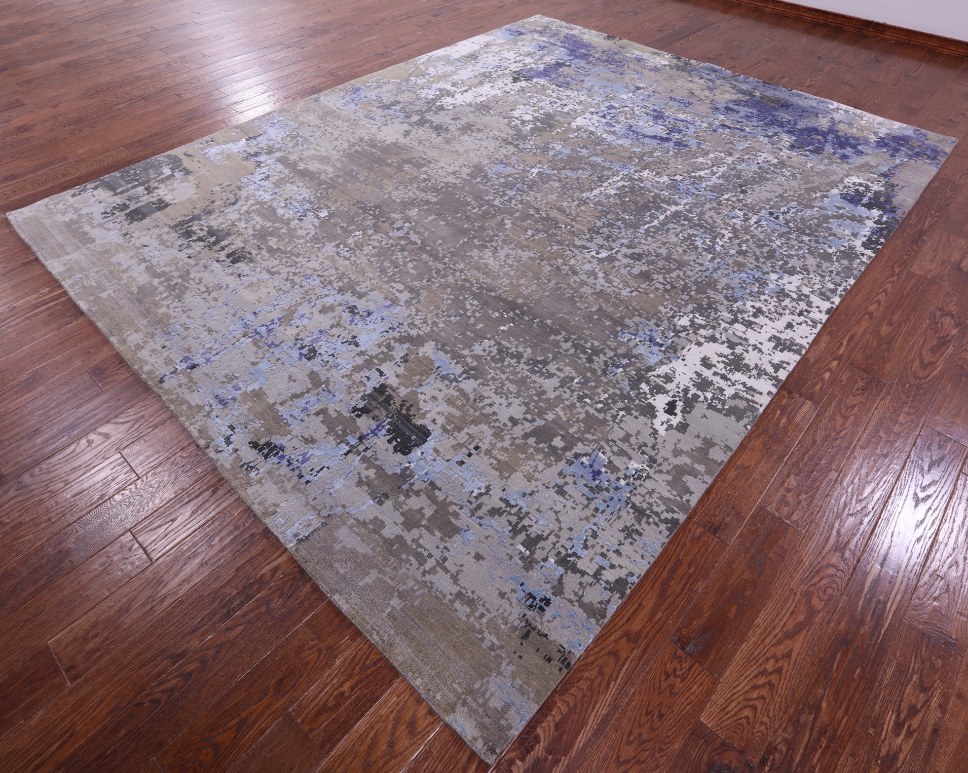 Abstract Contemporary Hand Knotted Wool & Silk Rug - 9' 2" X 11' 9" - Golden Nile