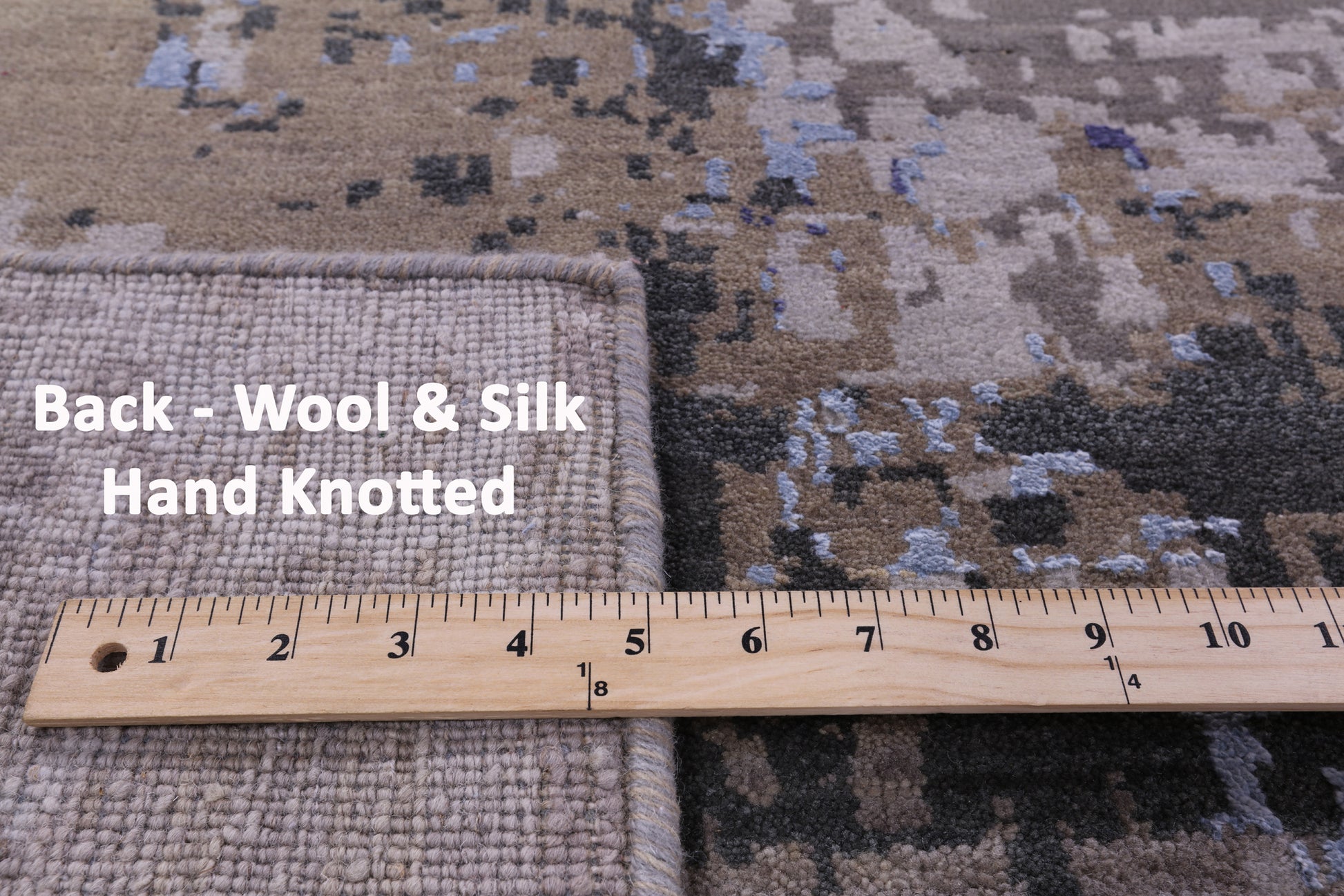 Abstract Contemporary Hand Knotted Wool & Silk Rug - 9' 2" X 11' 9" - Golden Nile