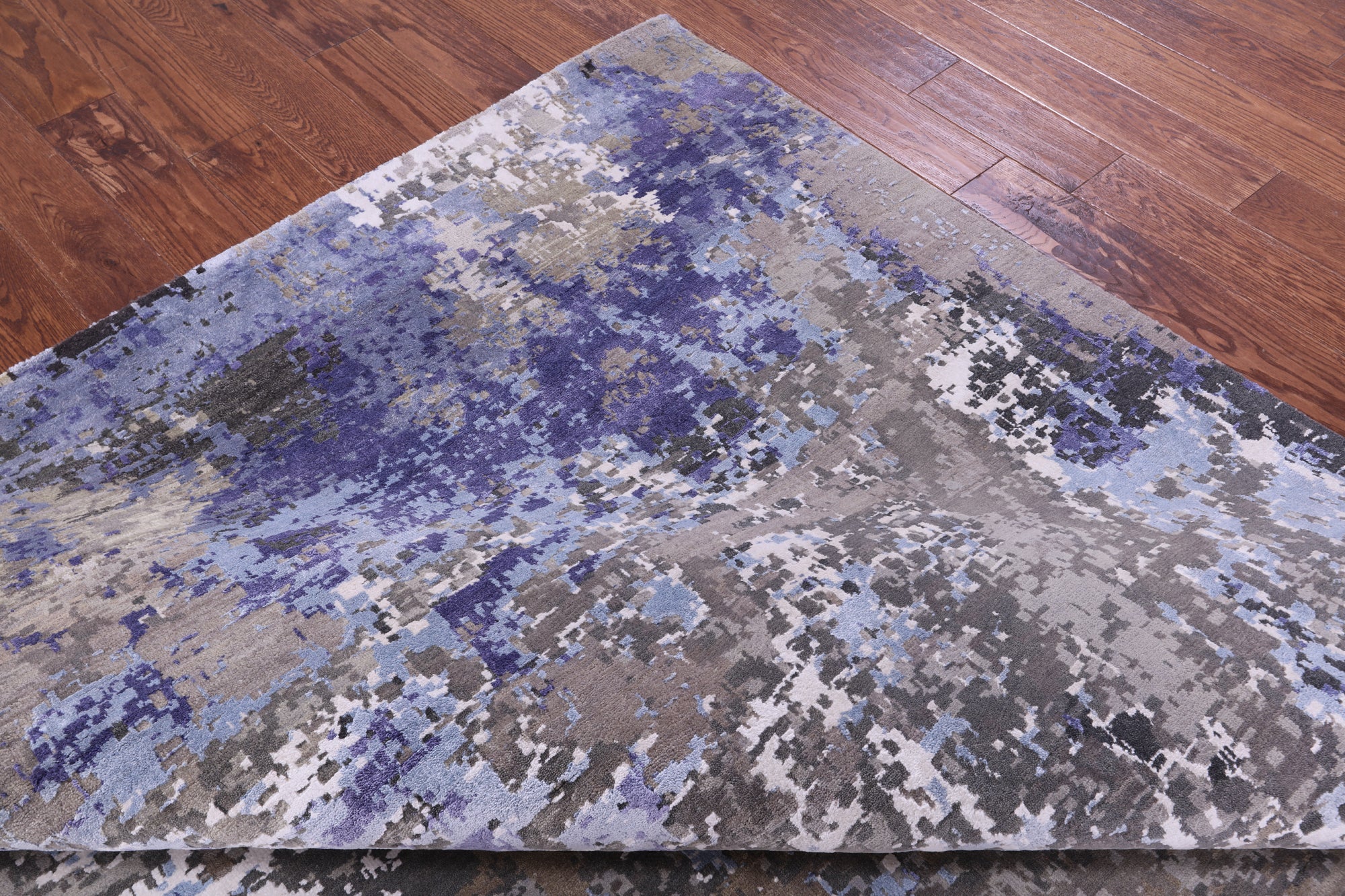Abstract Contemporary Hand Knotted Wool & Silk Rug - 9' 2" X 11' 9" - Golden Nile