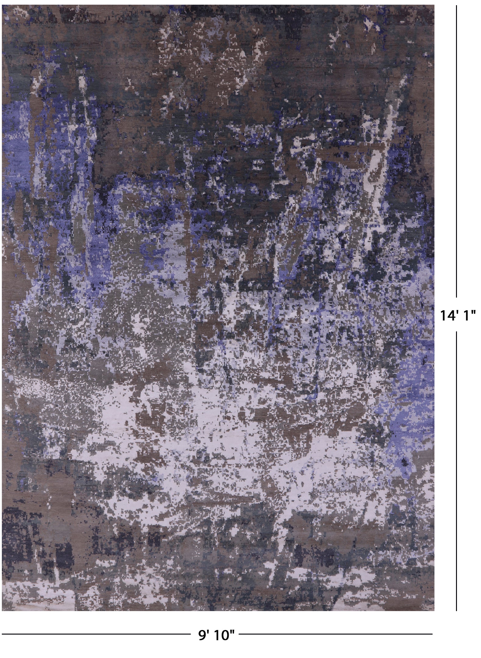 Abstract Contemporary Hand Knotted Wool & Silk Rug - 9' 10" X 14' 1" - Golden Nile