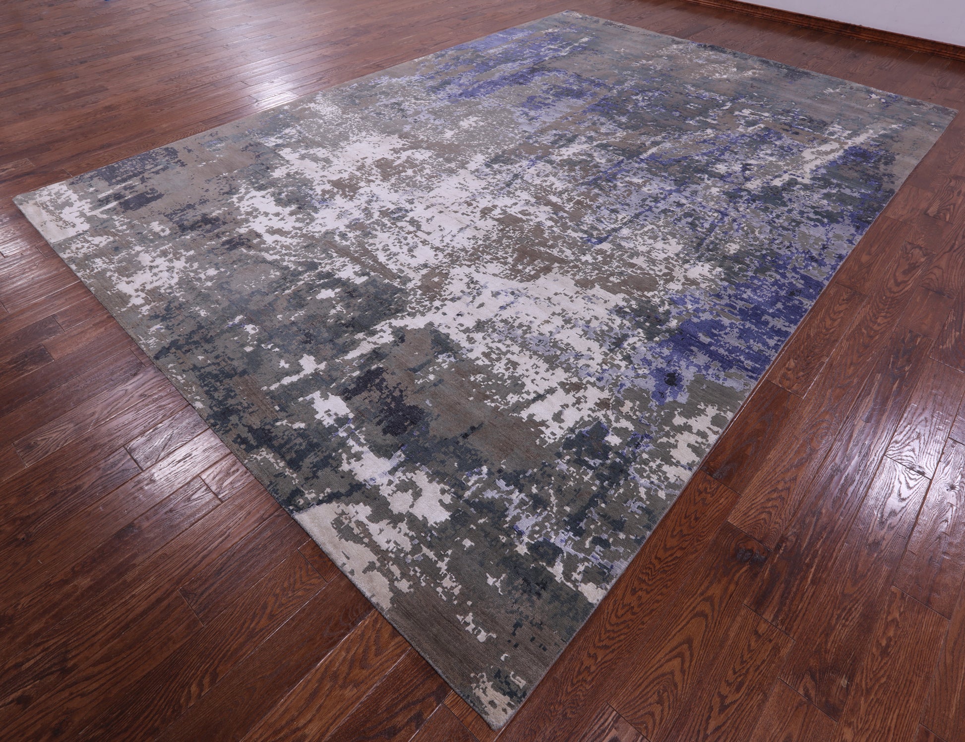 Abstract Contemporary Hand Knotted Wool & Silk Rug - 9' 10" X 14' 1" - Golden Nile