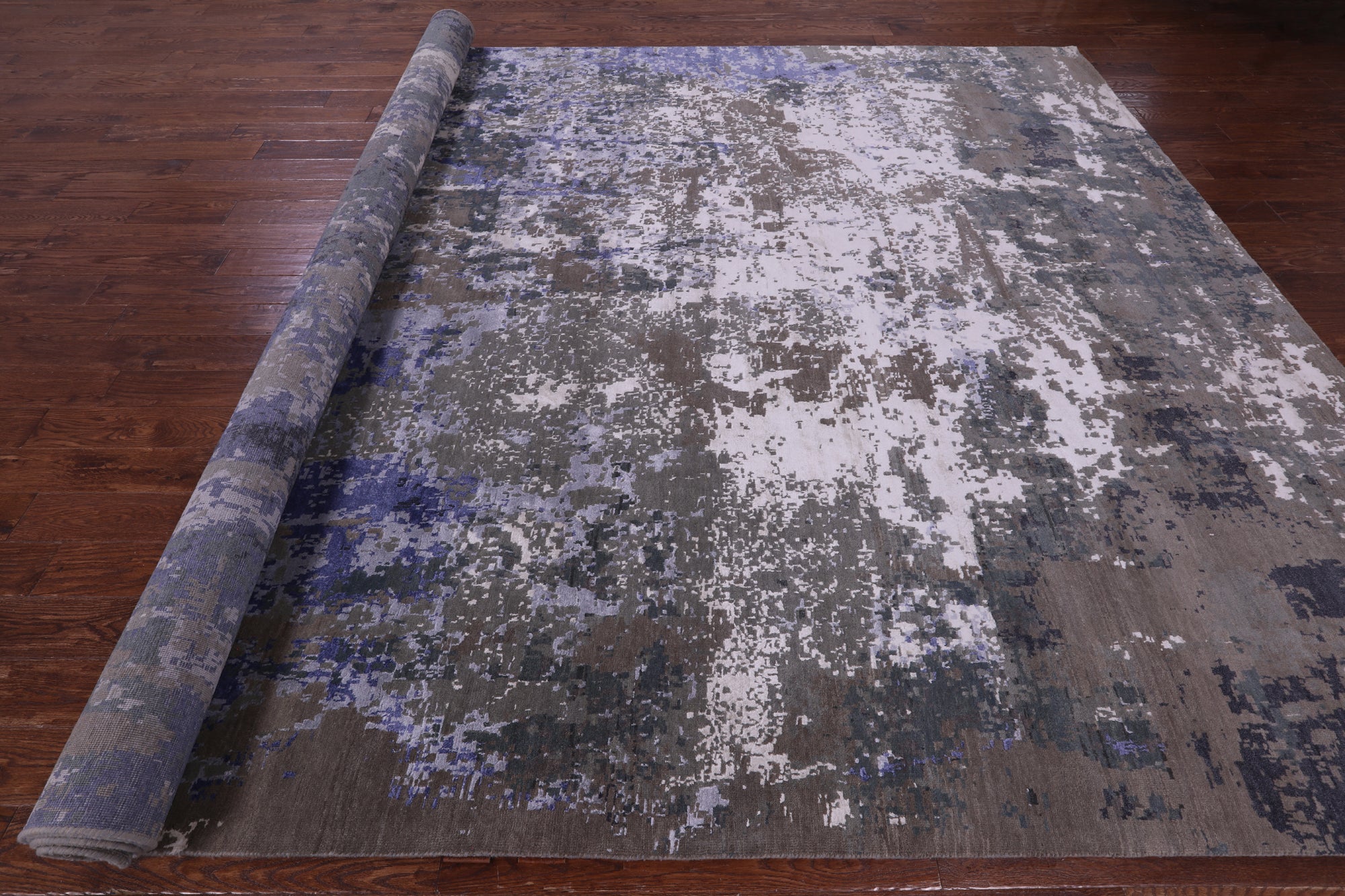 Abstract Contemporary Hand Knotted Wool & Silk Rug - 9' 10" X 14' 1" - Golden Nile