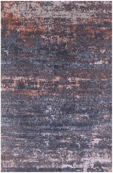 Abstract Contemporary Hand Knotted Wool & Silk Rug - 6' 0" X 9' 2" - Golden Nile