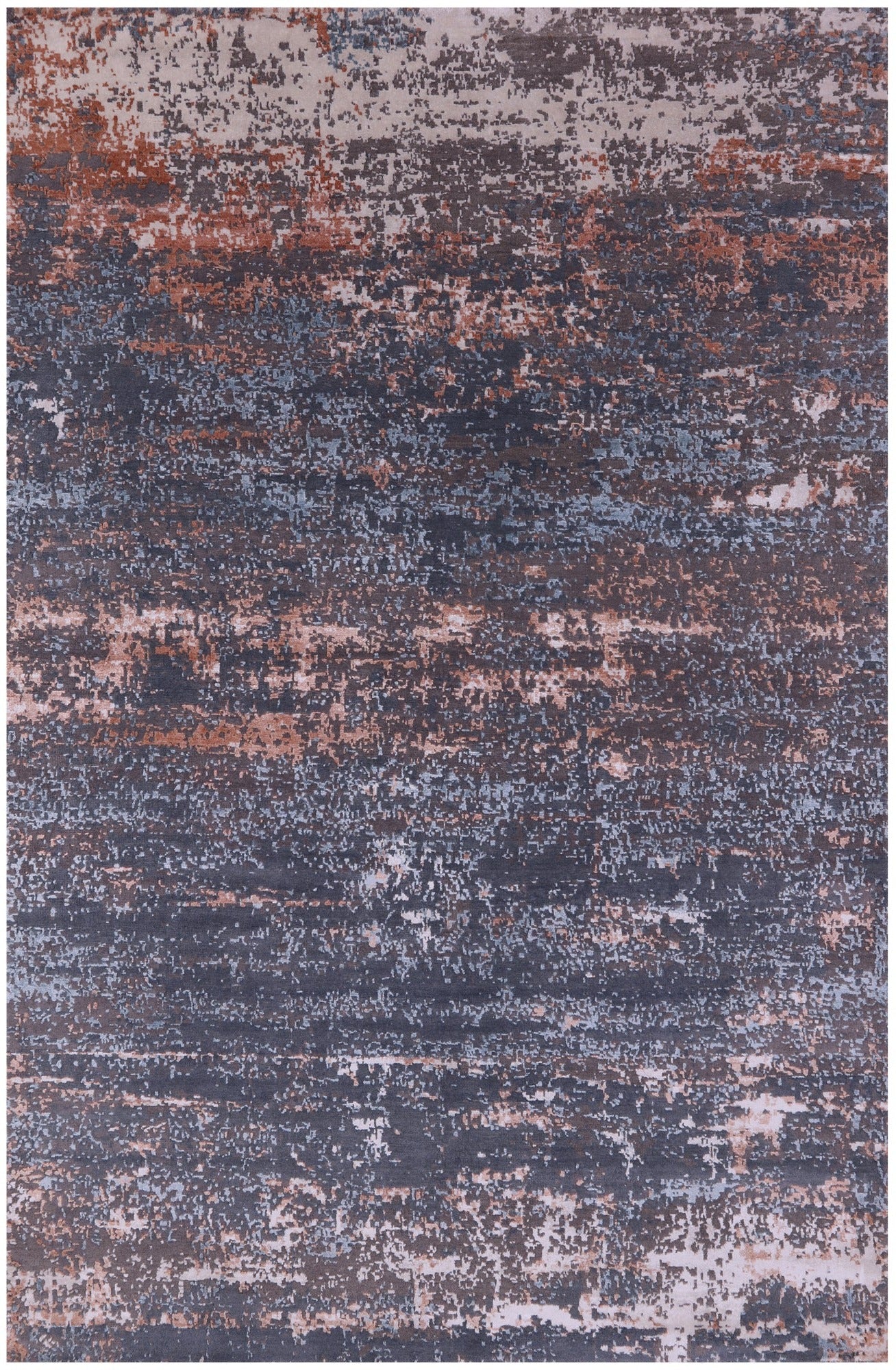 Abstract Contemporary Hand Knotted Wool & Silk Rug - 6' 0" X 9' 2" - Golden Nile
