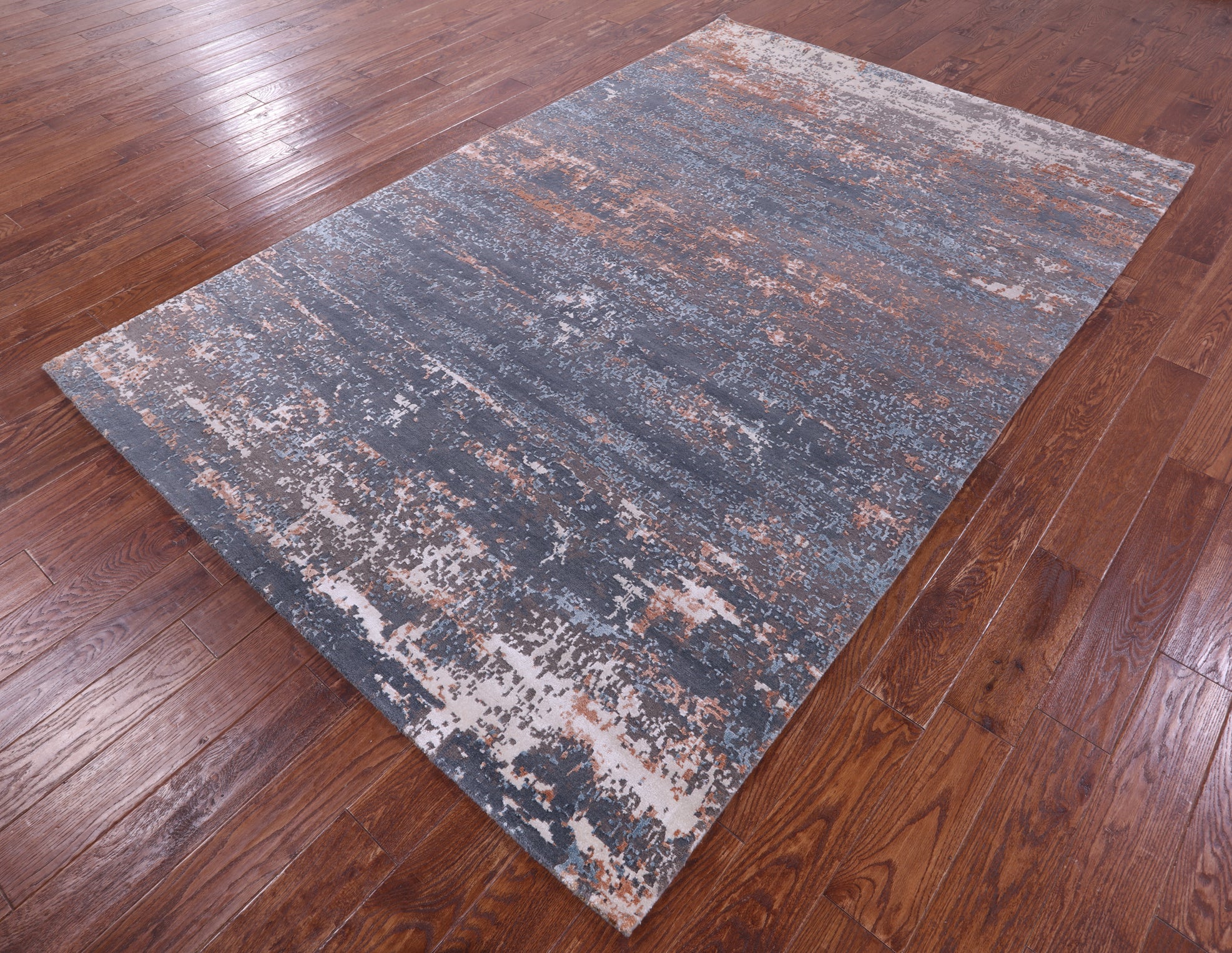 Abstract Contemporary Hand Knotted Wool & Silk Rug - 6' 0" X 9' 2" - Golden Nile