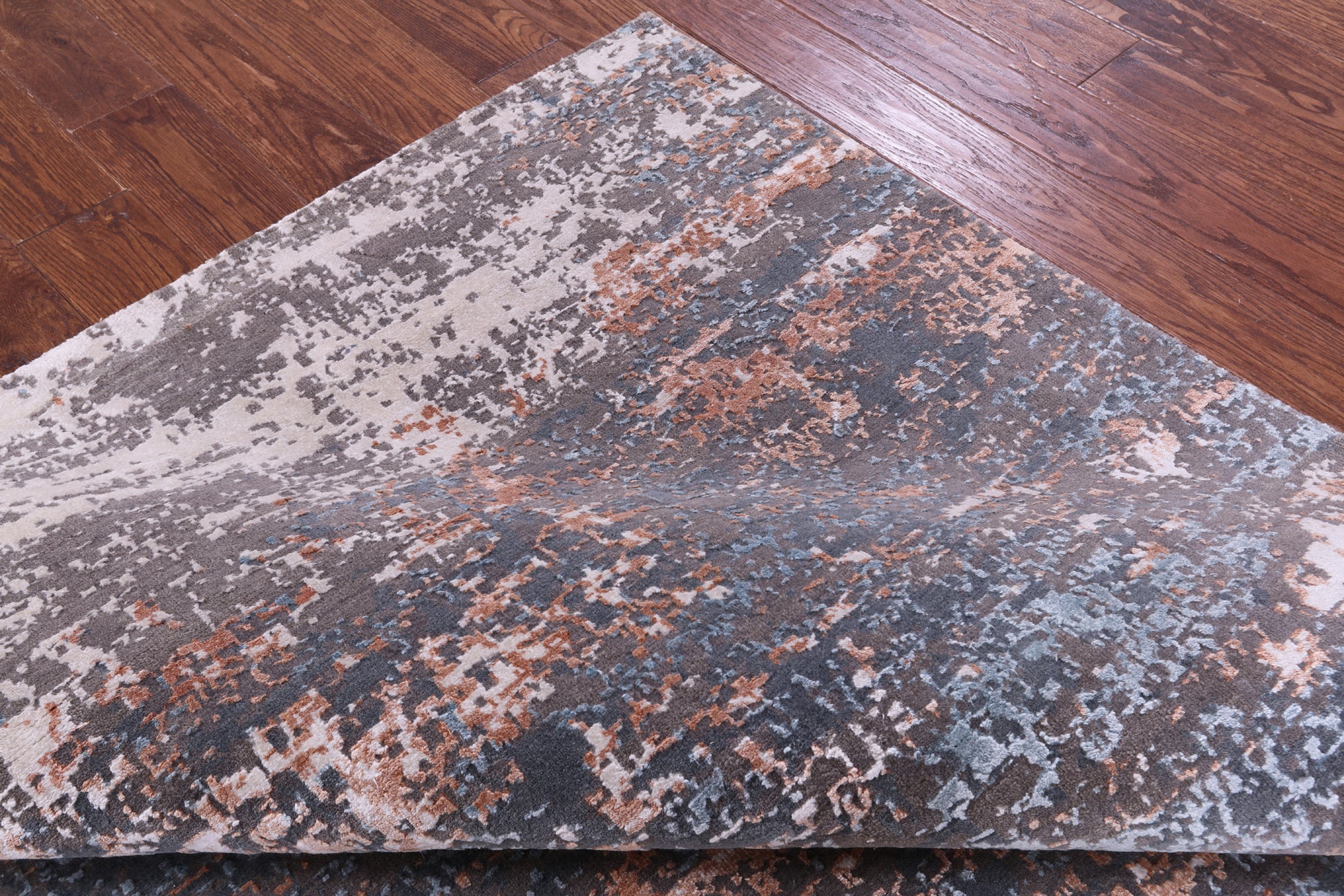 Abstract Contemporary Hand Knotted Wool & Silk Rug - 6' 0" X 9' 2" - Golden Nile
